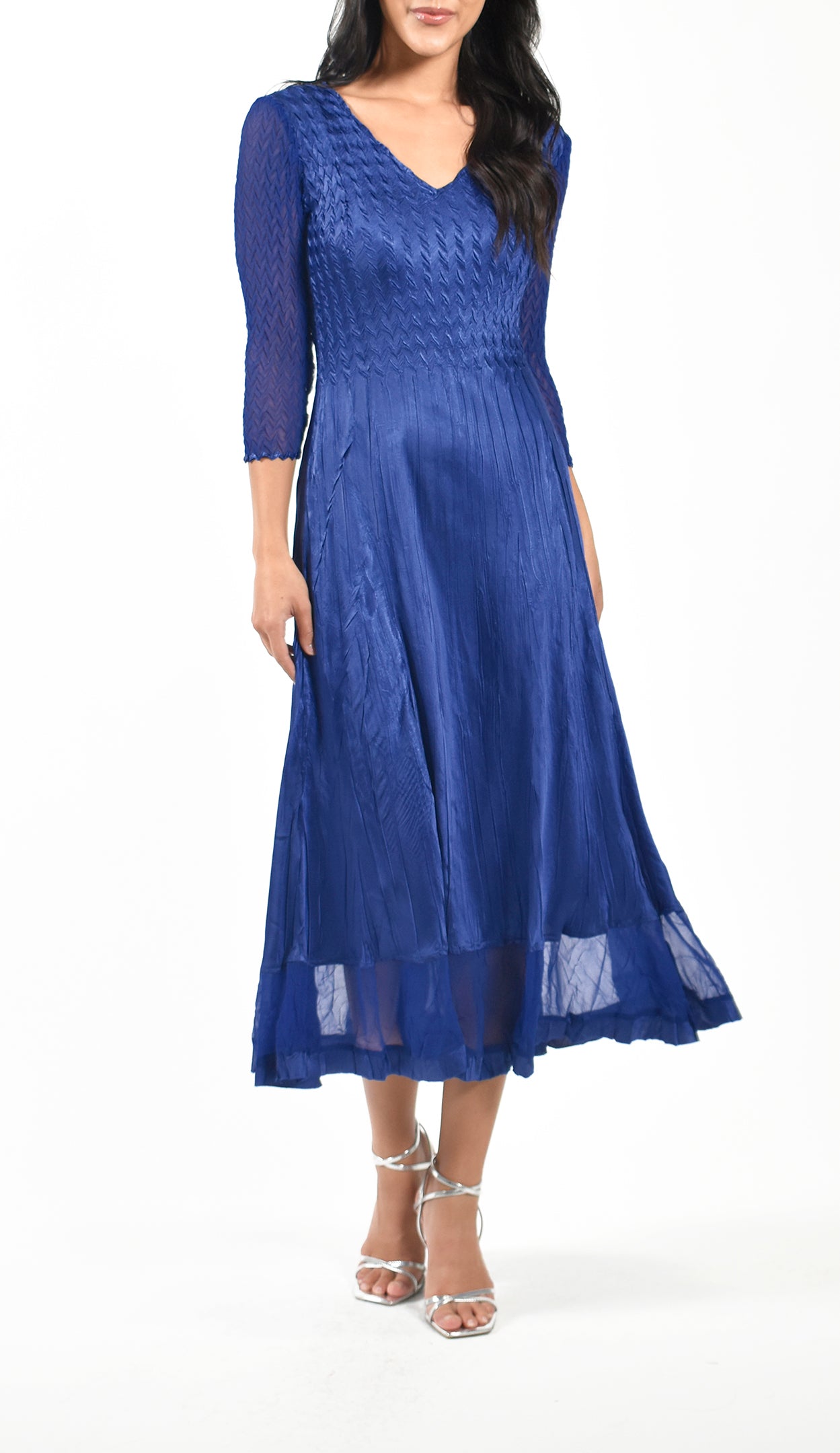 Charmuese and Chiffon V Nack Dress
