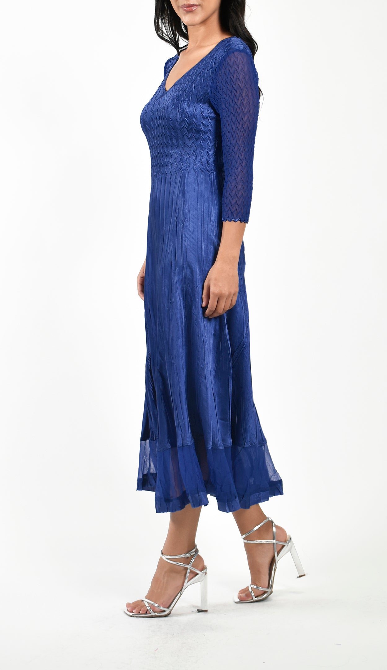 Charmuese and Chiffon V Nack Dress