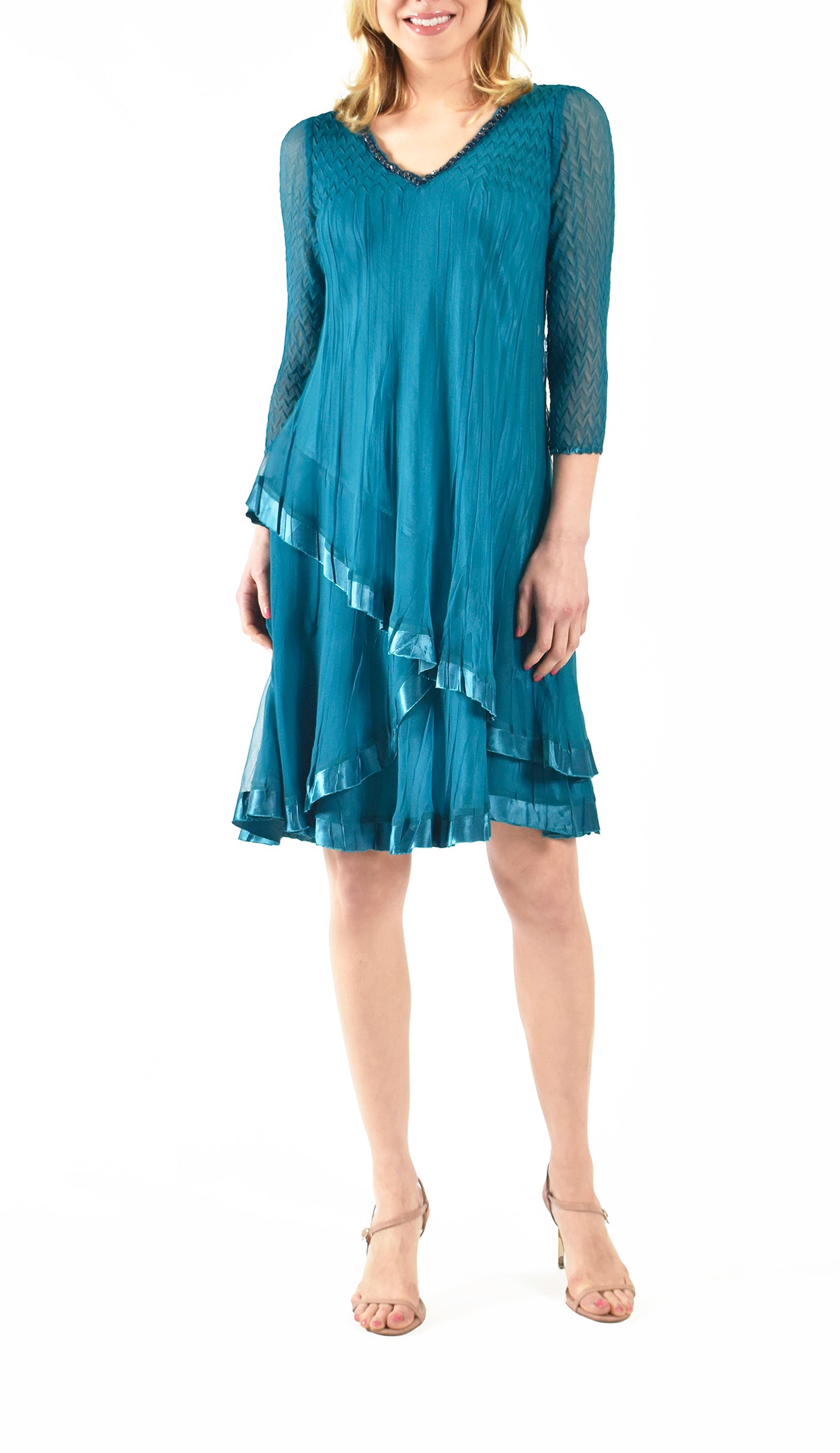 3/4 Sleeve Layered Dress - Komarov Clothing Official Site
