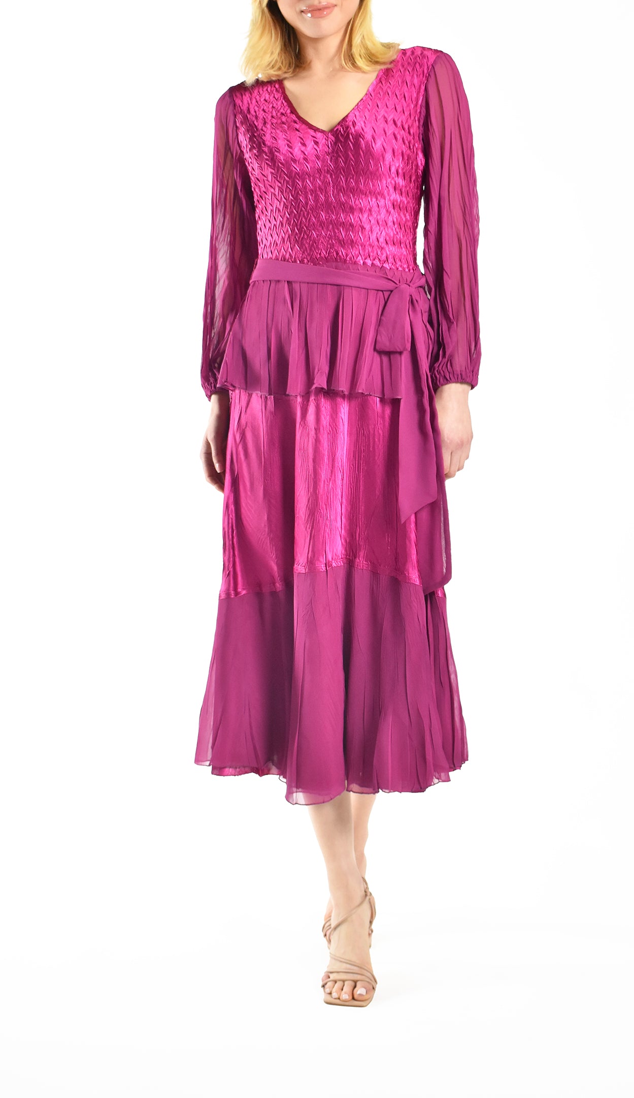 Peasant Sleeve Peplum Dress - Komarov Clothing Official Site