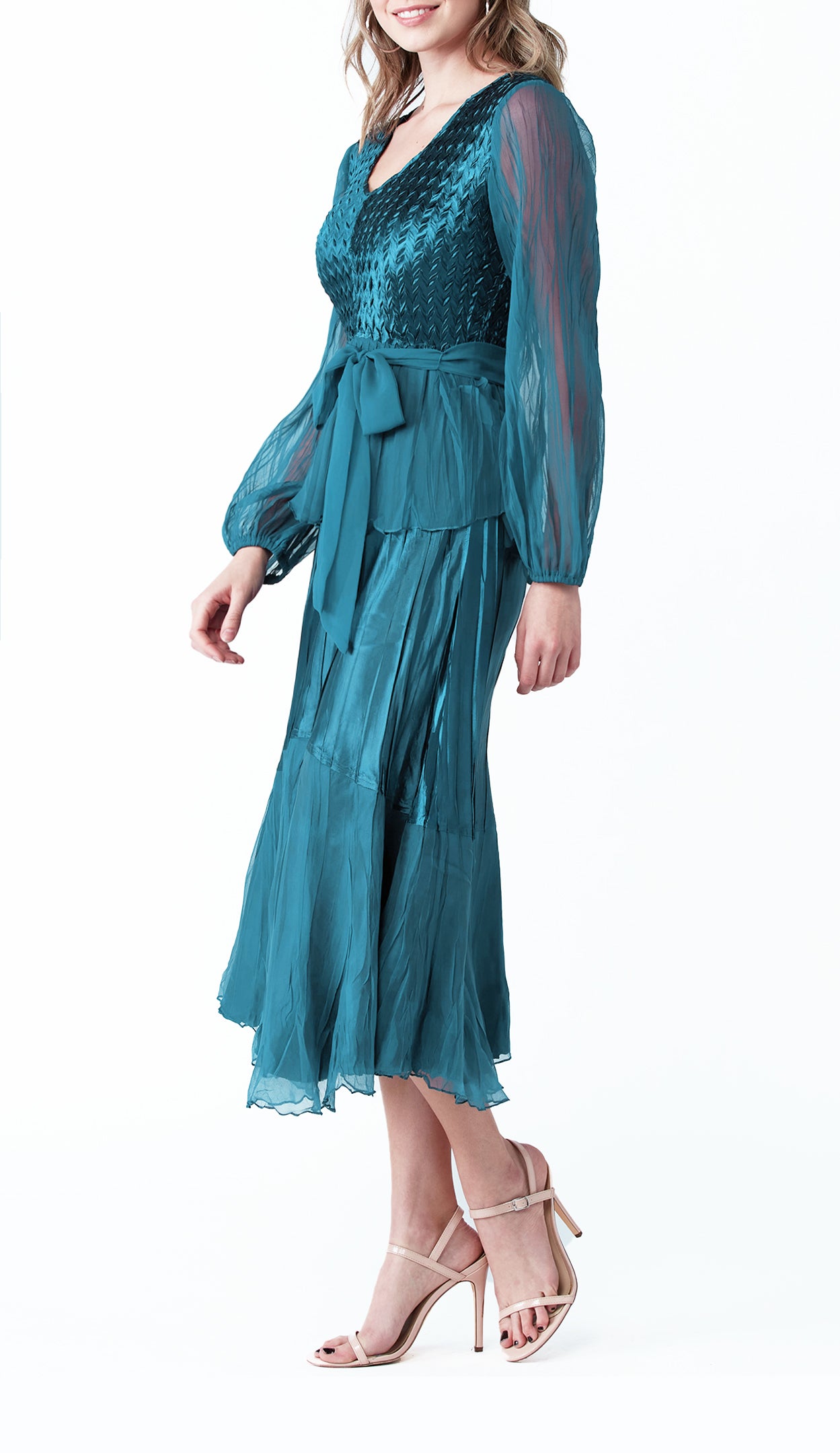 Peasant Sleeve Peplum Dress