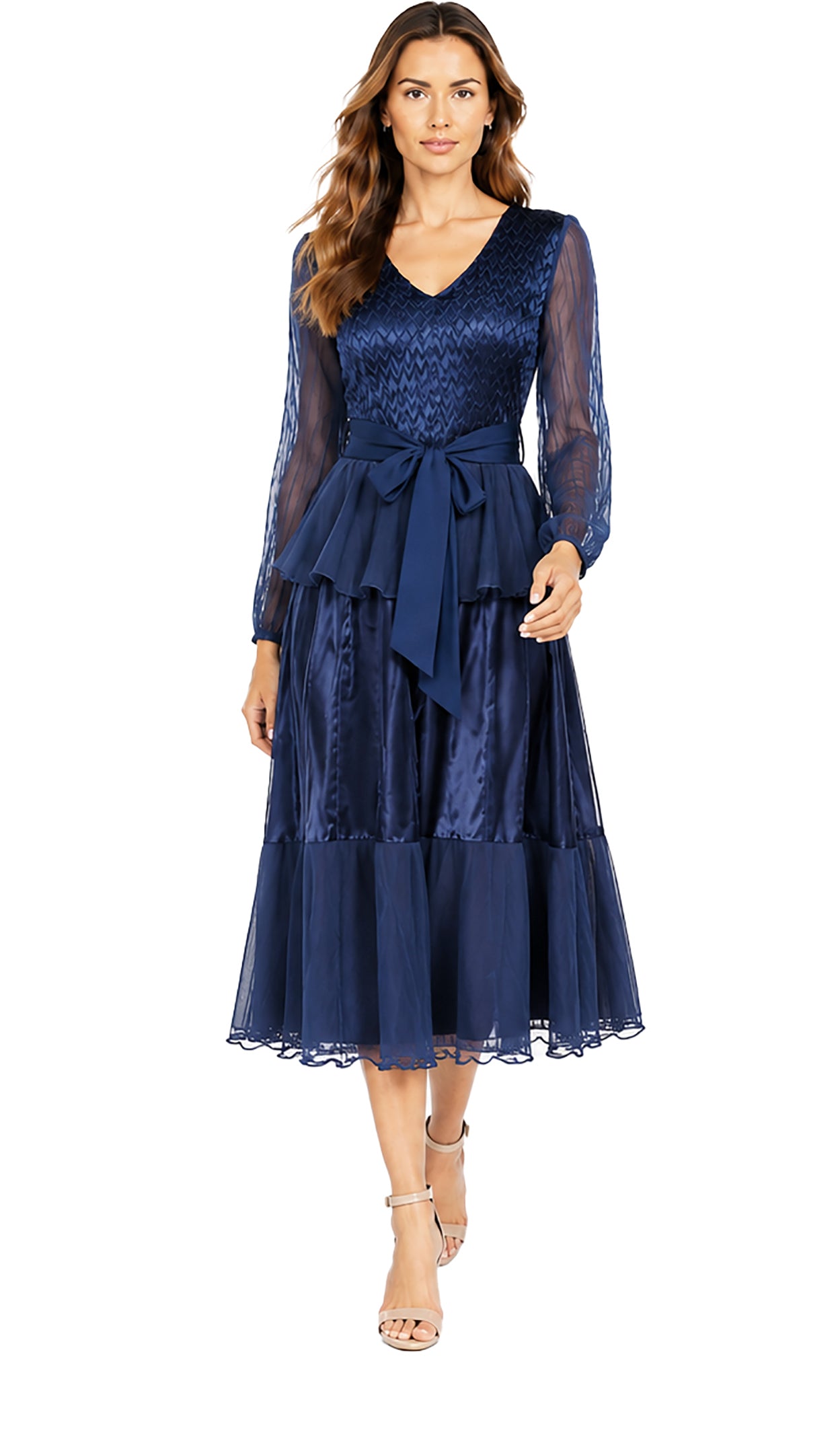 Peasant Sleeve Peplum Dress