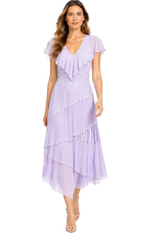 Flutter Sleeve Tiered Dress