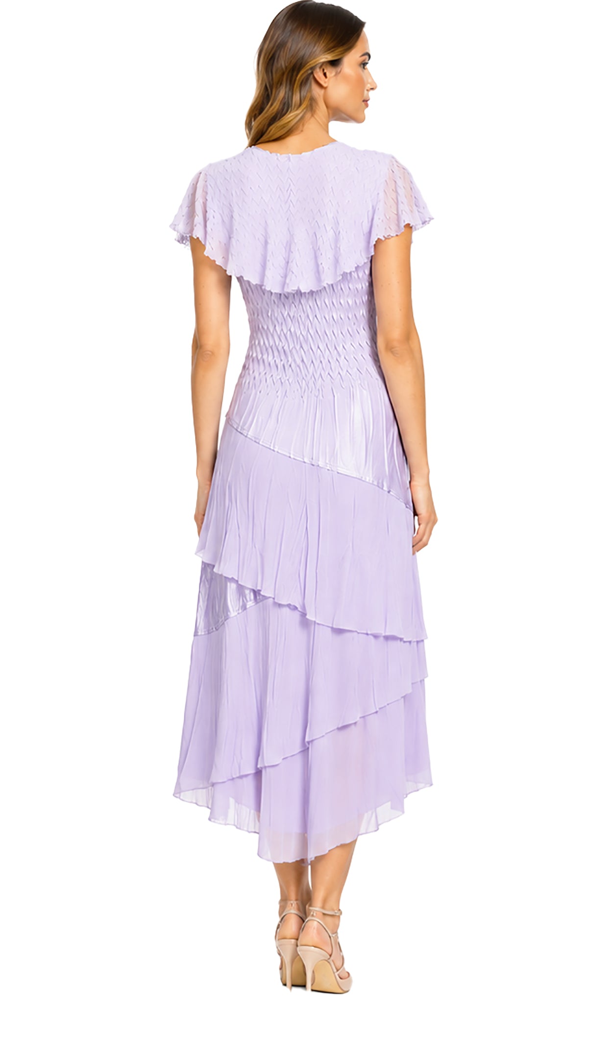 Flutter Sleeve Tiered Dress