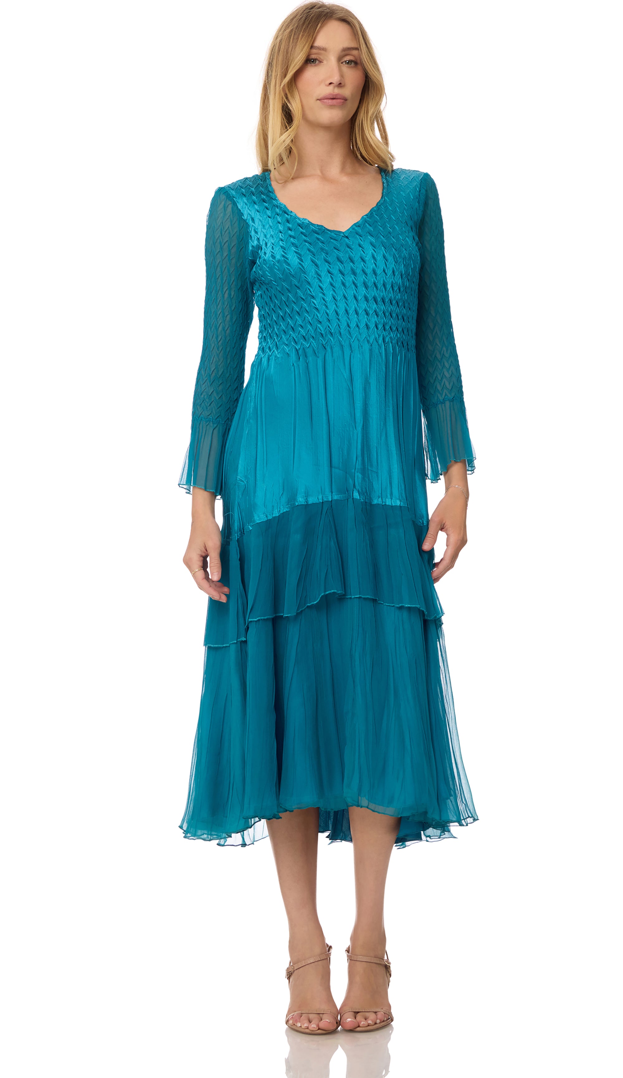 Tiered Flared Sleeve Dress