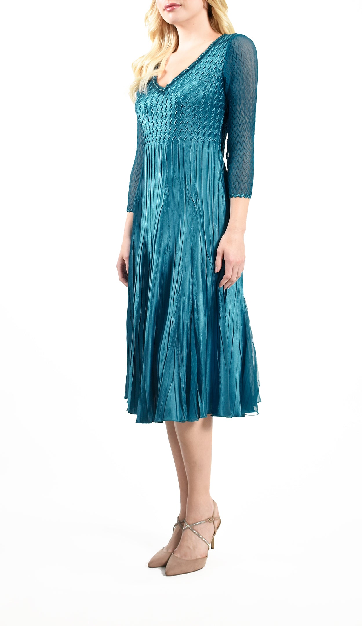 V Neck Charmuese Dress