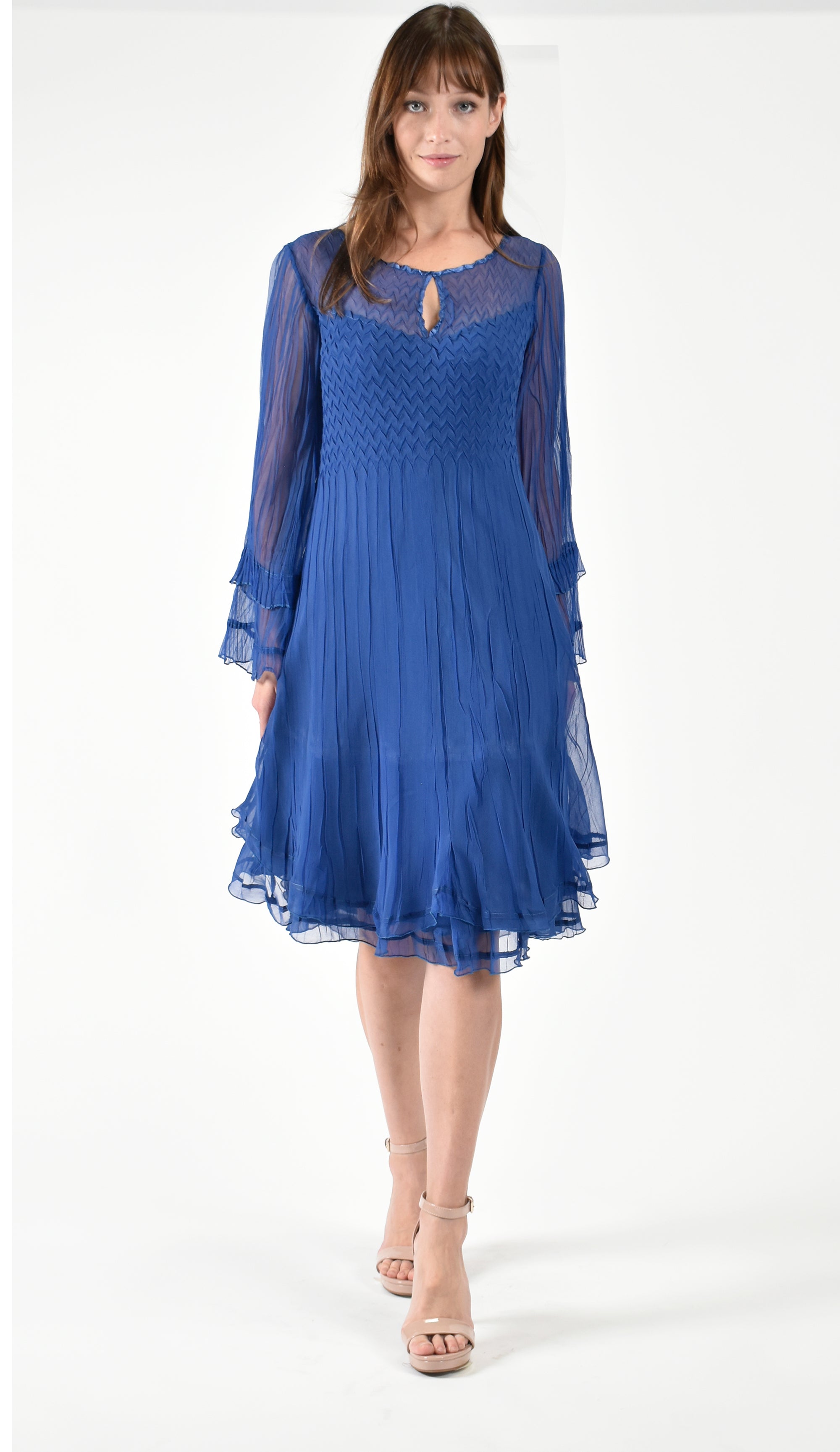 Chiffon Layered A Line Keyhole Dress