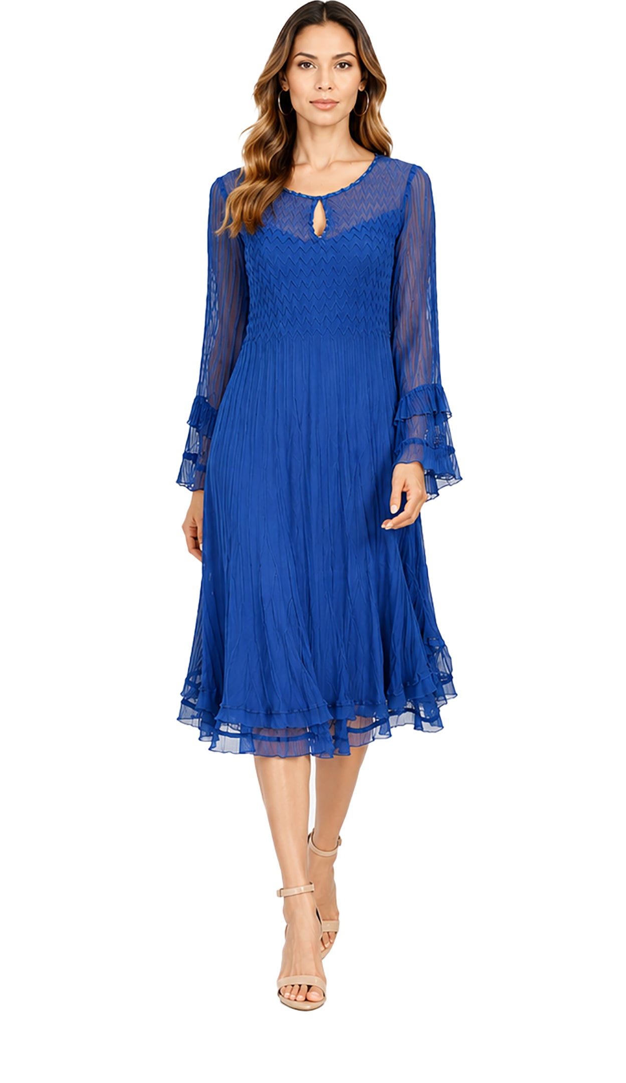Chiffon Layered A Line Keyhole Dress