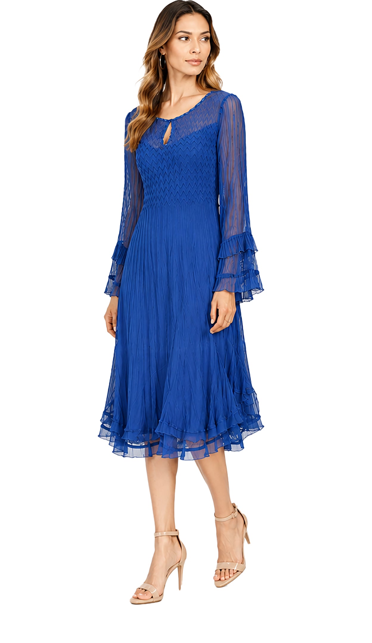 Chiffon Layered A Line Keyhole Dress