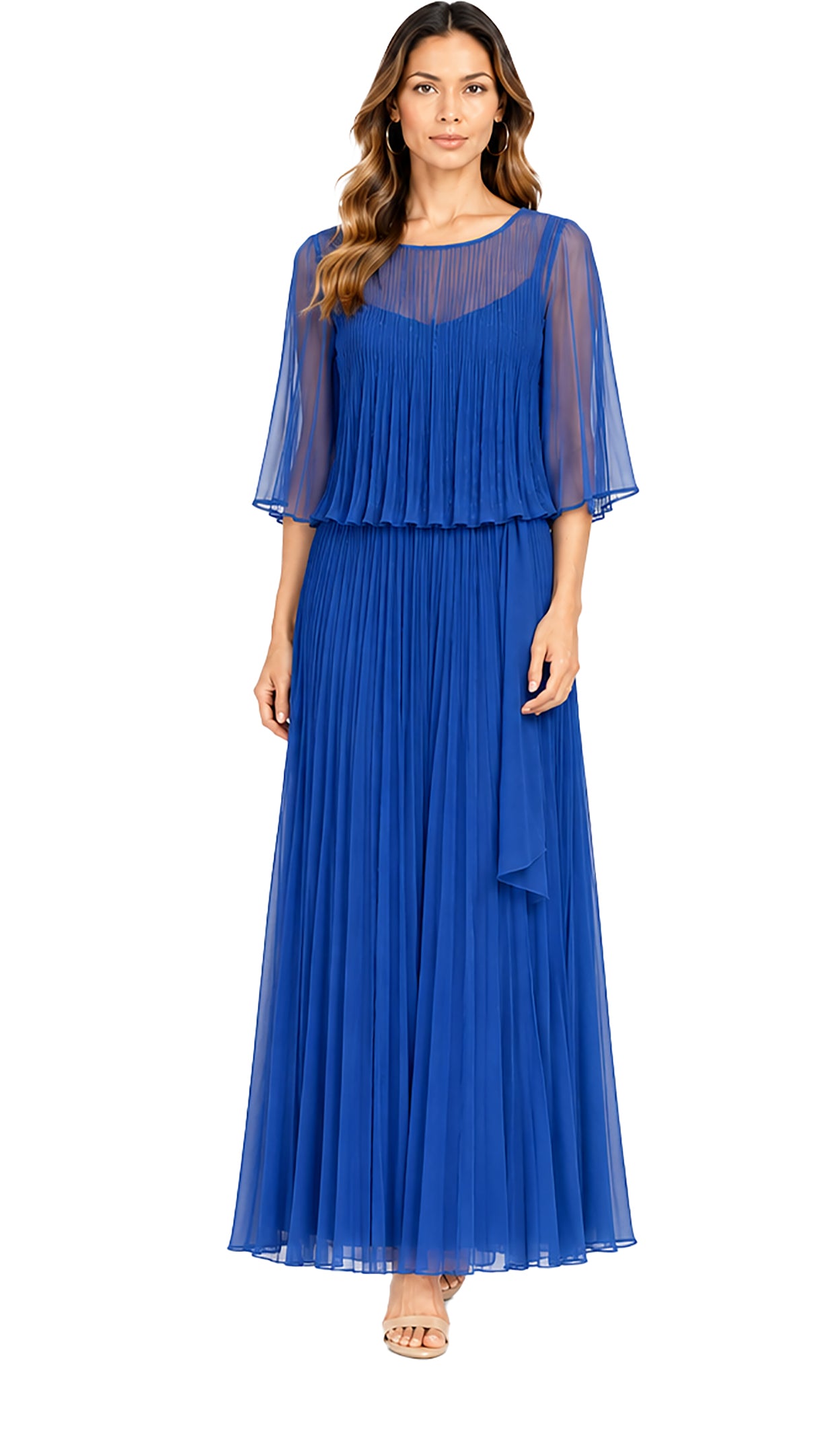 Sunburst Pleated Caplet Gown