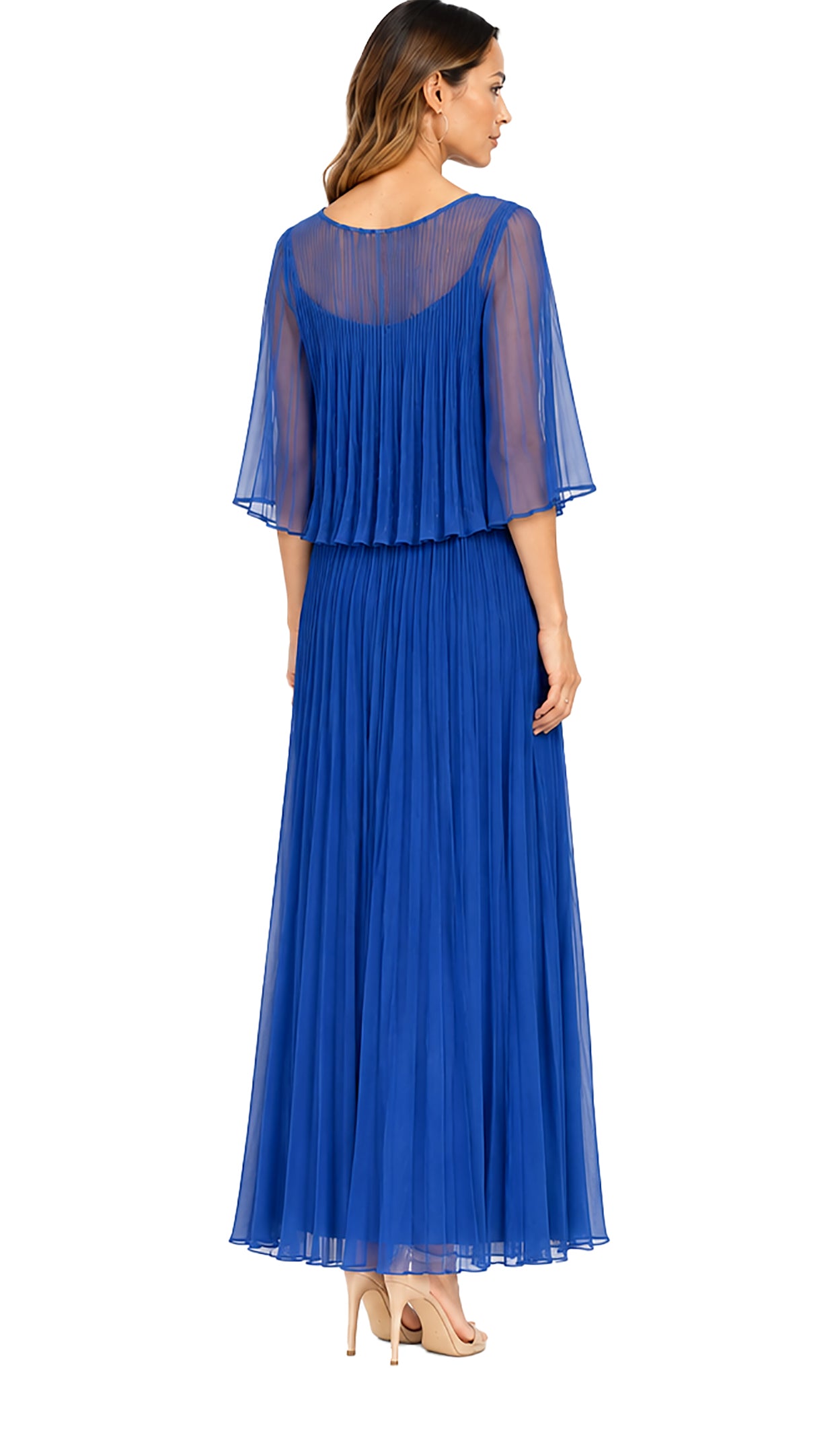 Sunburst Pleated Caplet Gown