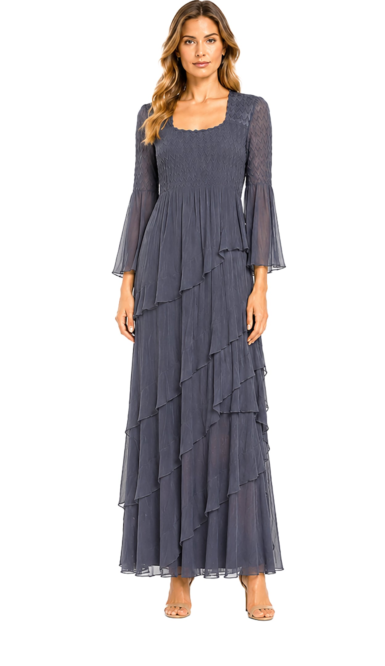 Tiered Slit Sleeve Gown