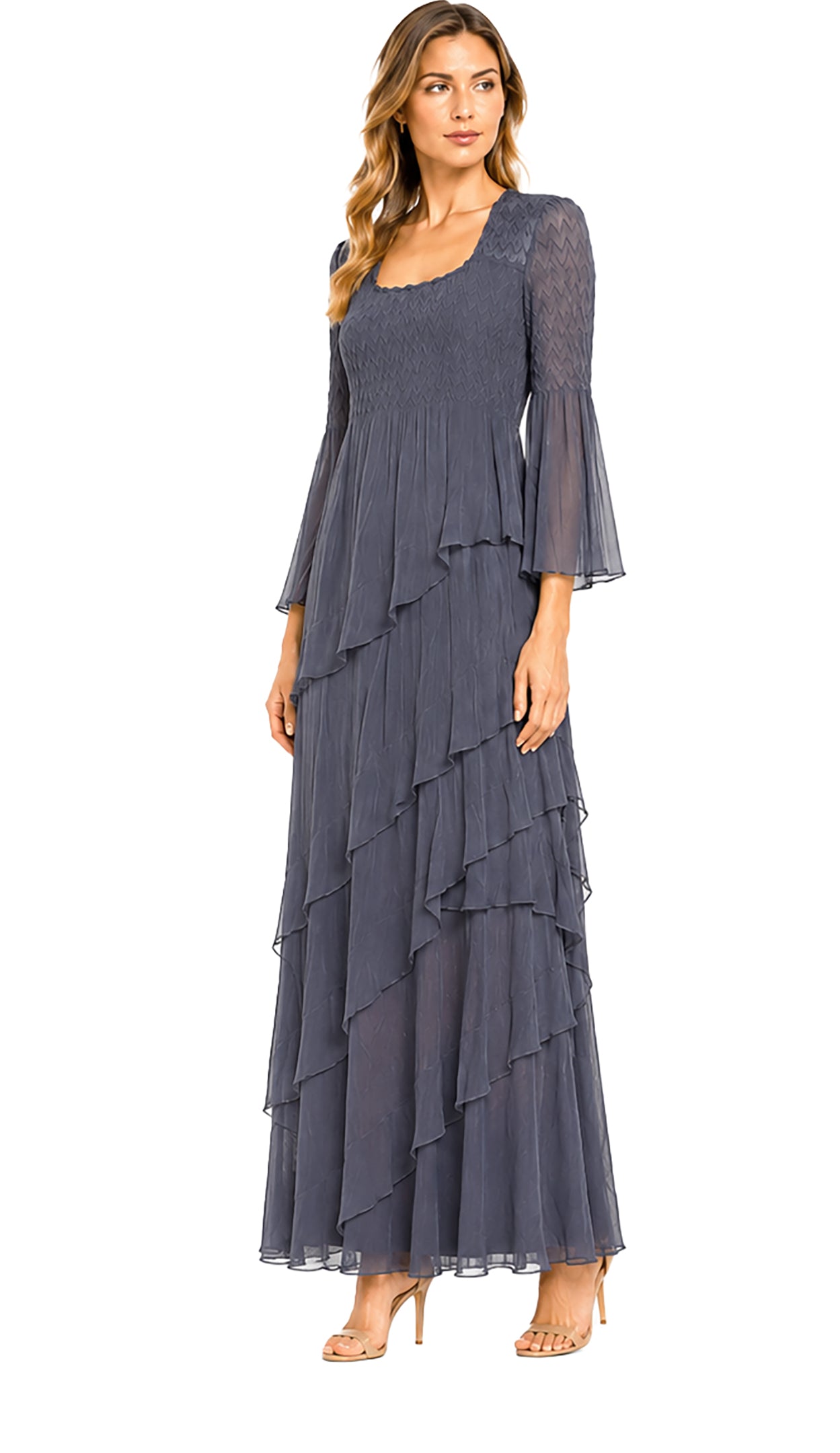 Tiered Slit Sleeve Gown