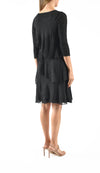 3/4 Sleeve Round Neck Chiffon Tiered Dress