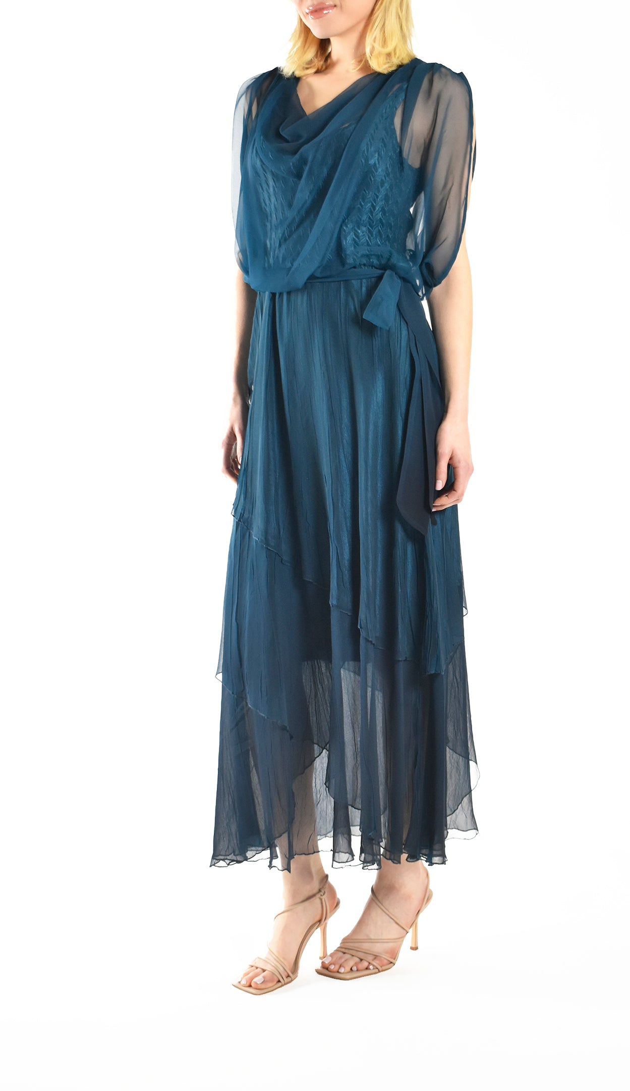 blouson cocktail dress Modern Fit Sequin Novelty Woven Blouson Midi Dress