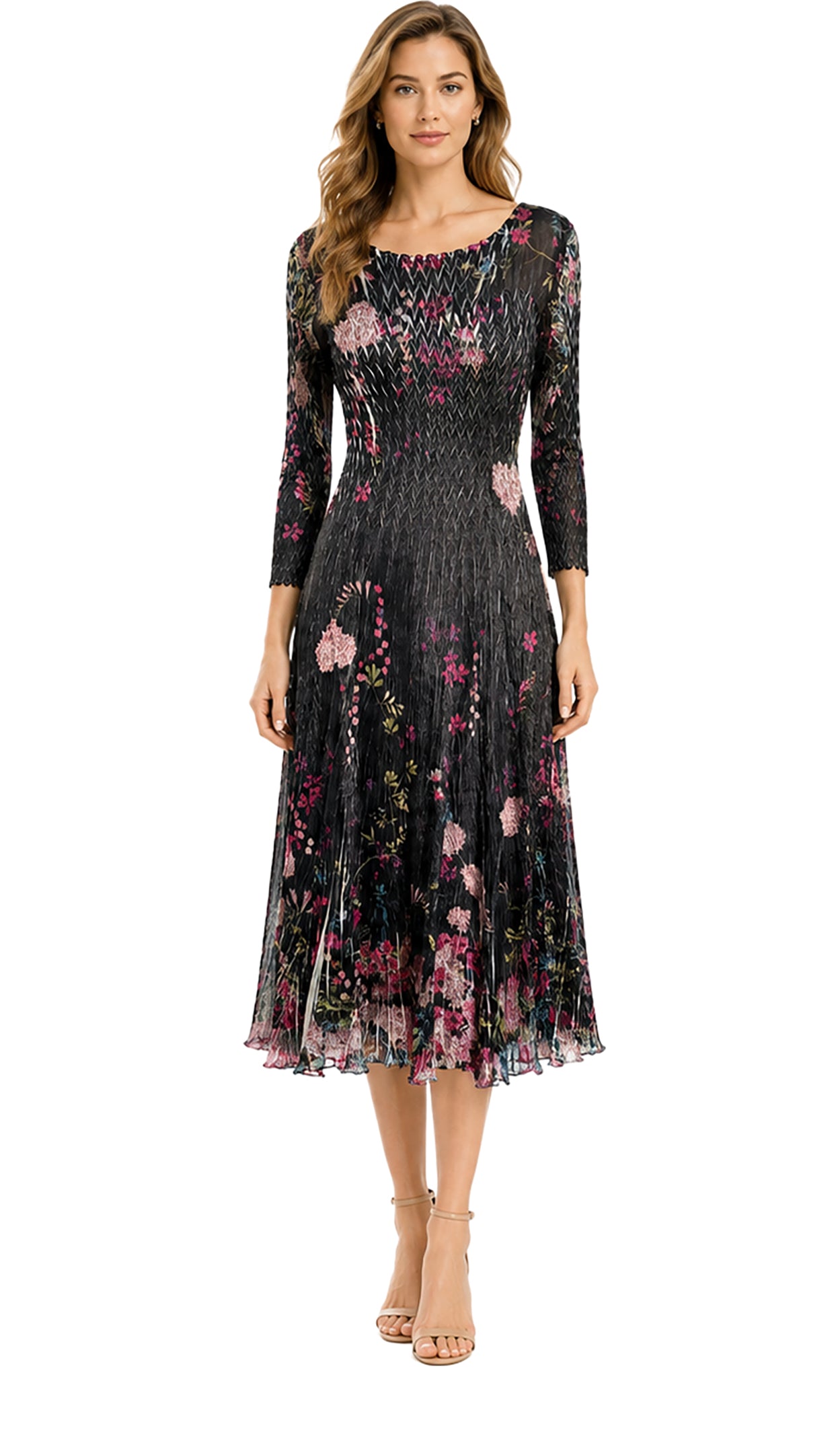 3/4 SLV SCOOP NECK DRESS