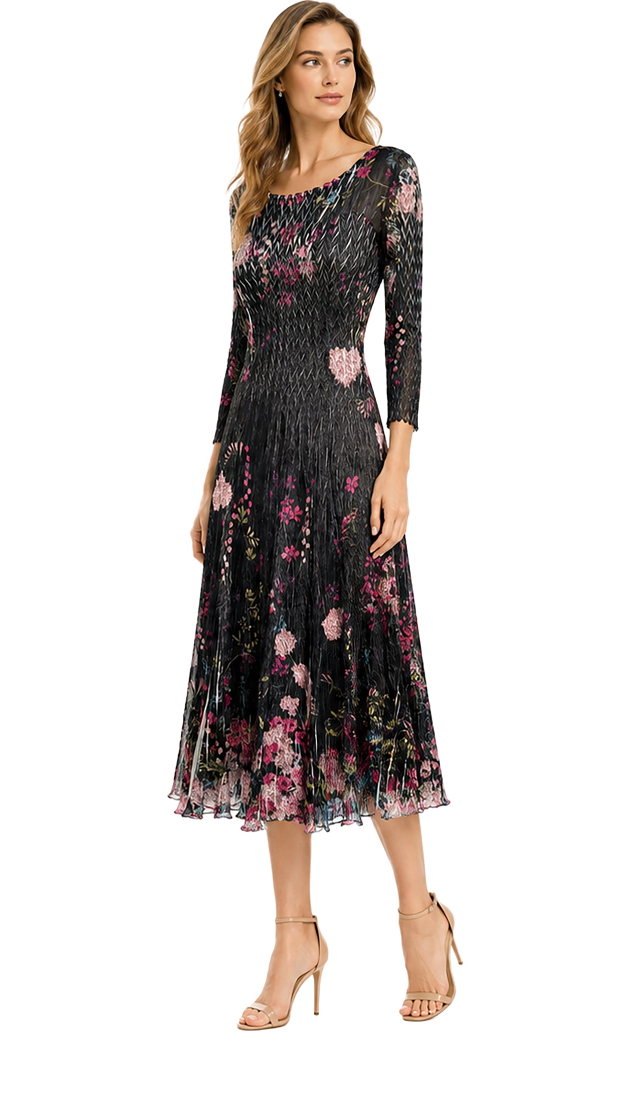 3/4 SLV SCOOP NECK DRESS