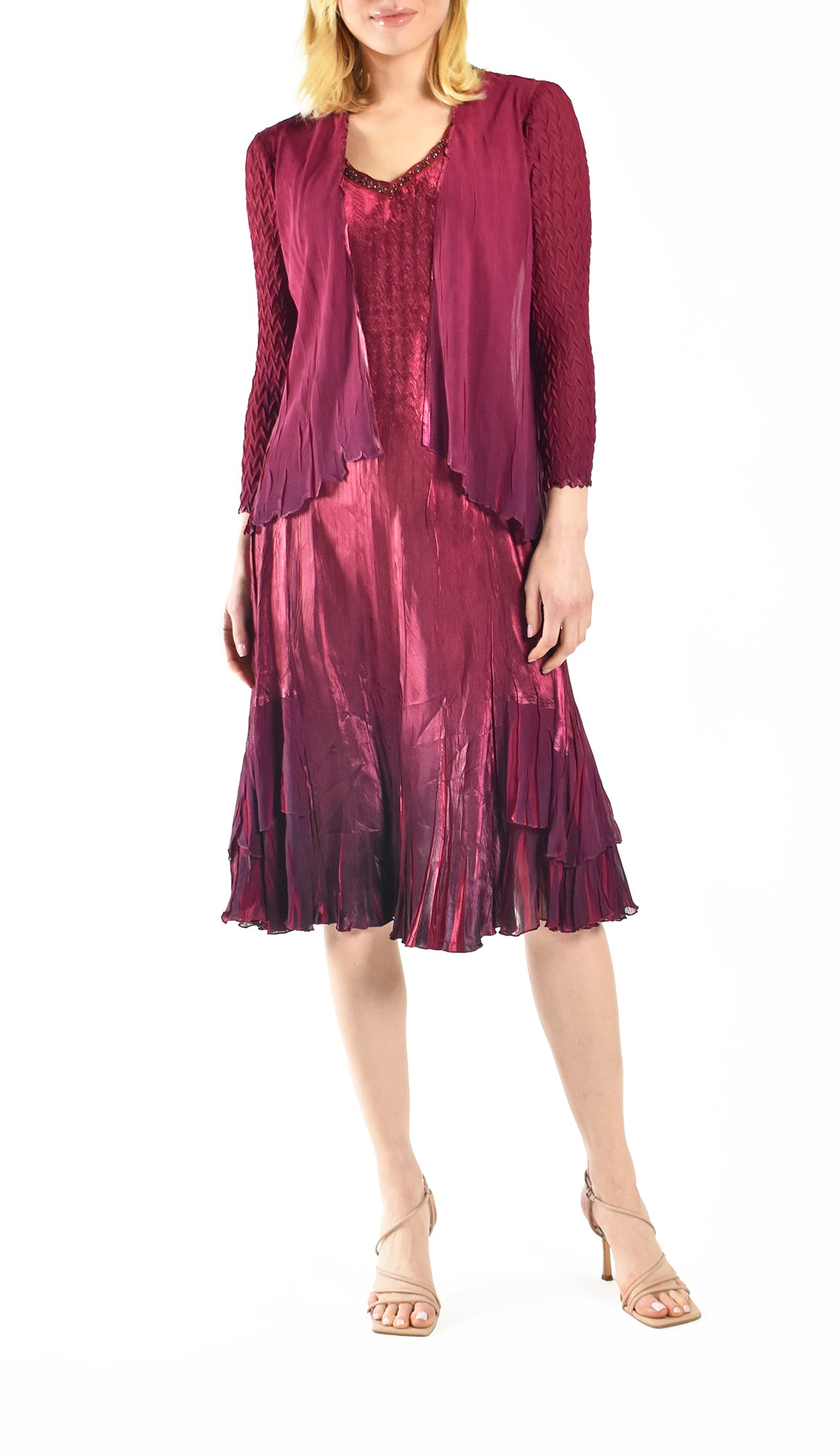 Komarov Short Tiered Dress - Red deals Plum Blue Ombre XL