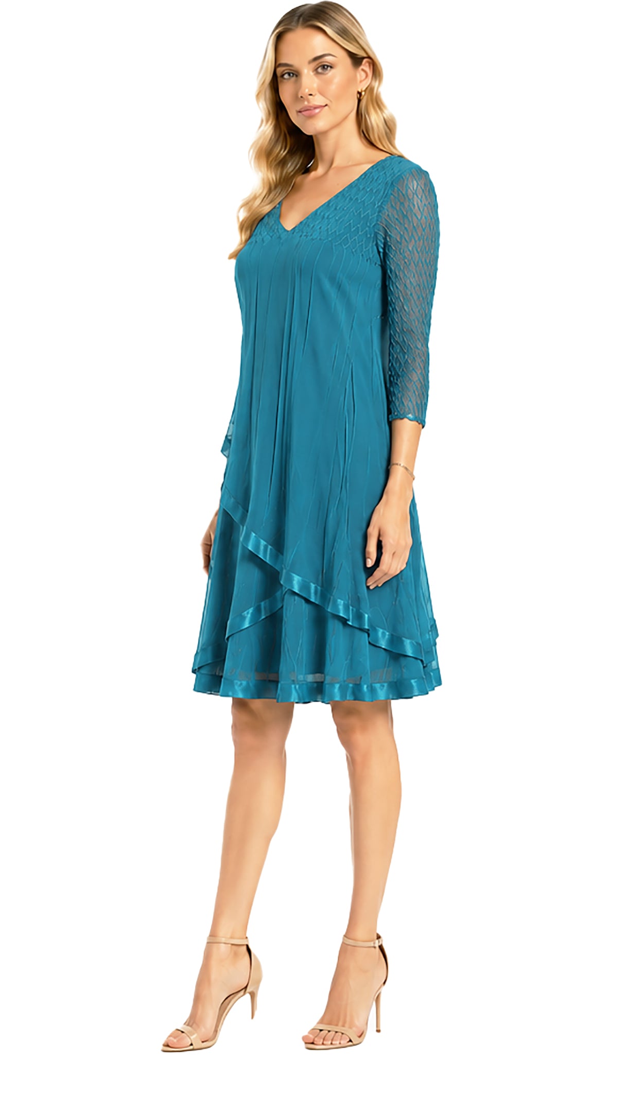 3/4 Sleeve Layered Dress