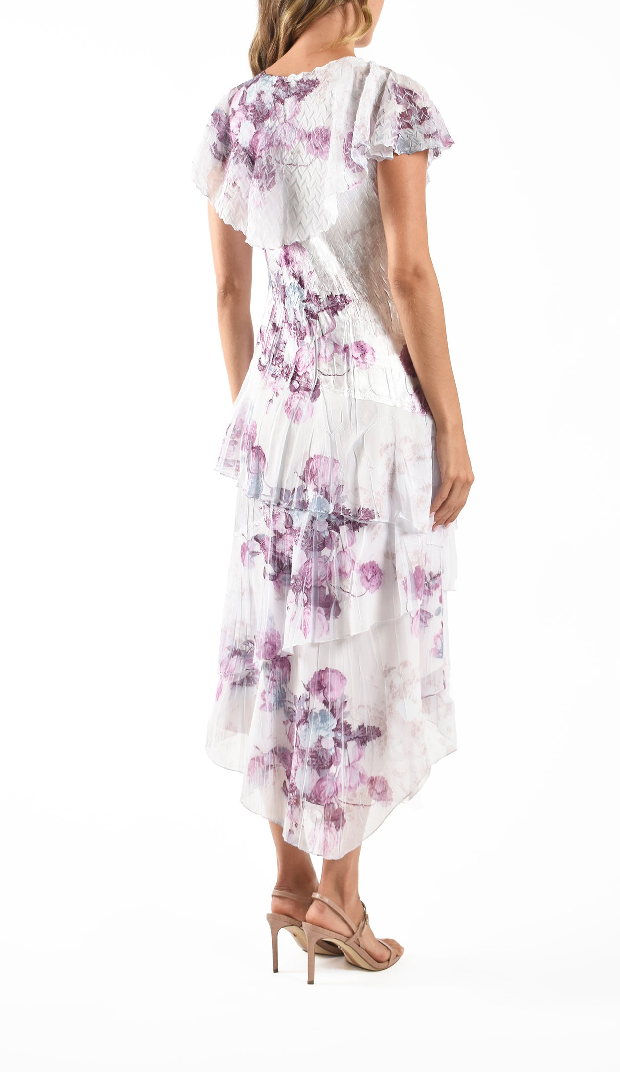 Flutter Sleeve Tiered Dress