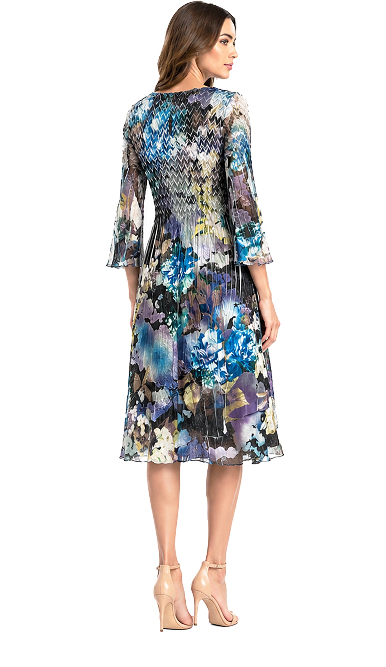 Slit Shoulder Chiffon Sleeve Dress