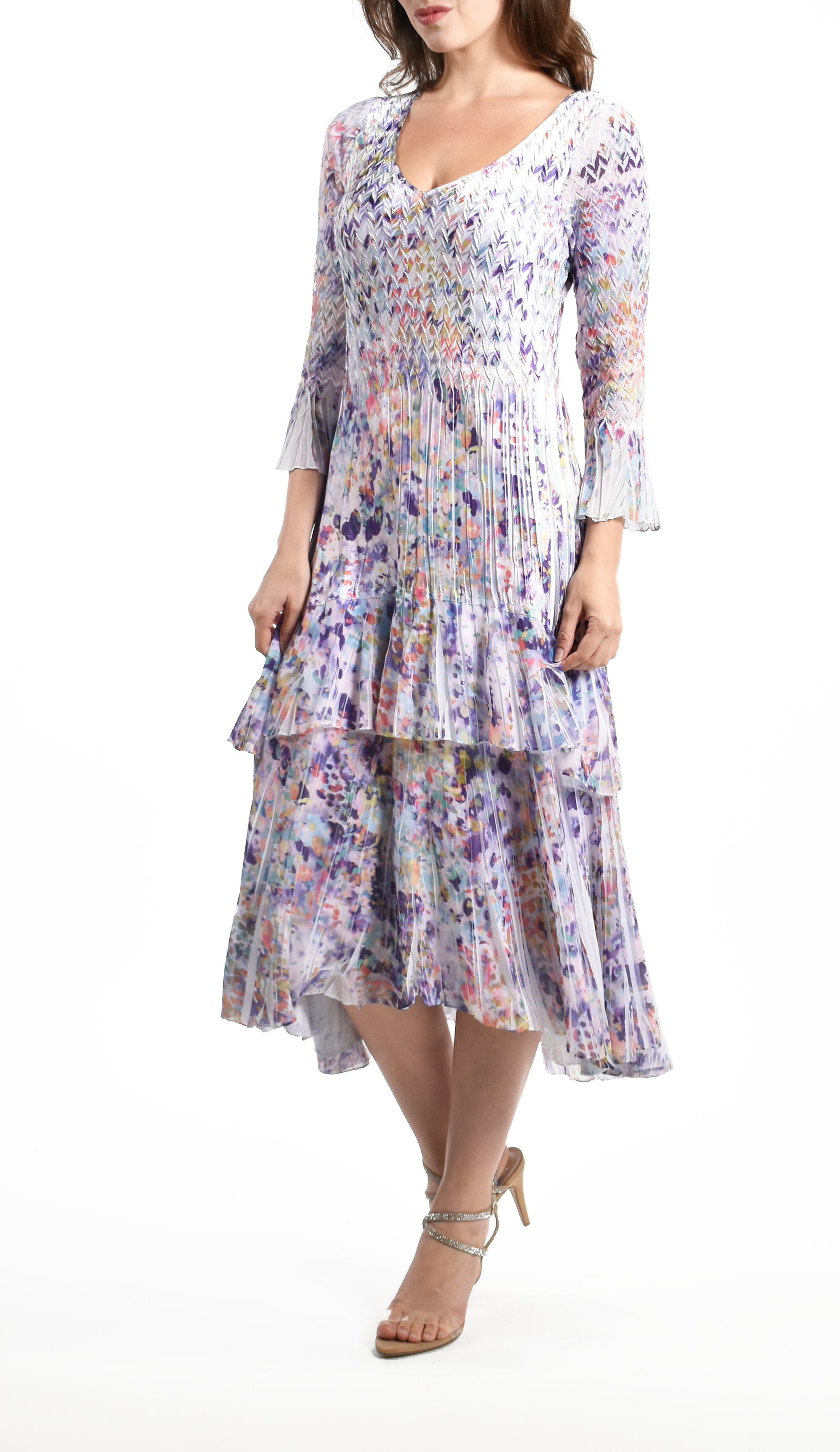Tiered Flared Sleeve Dress