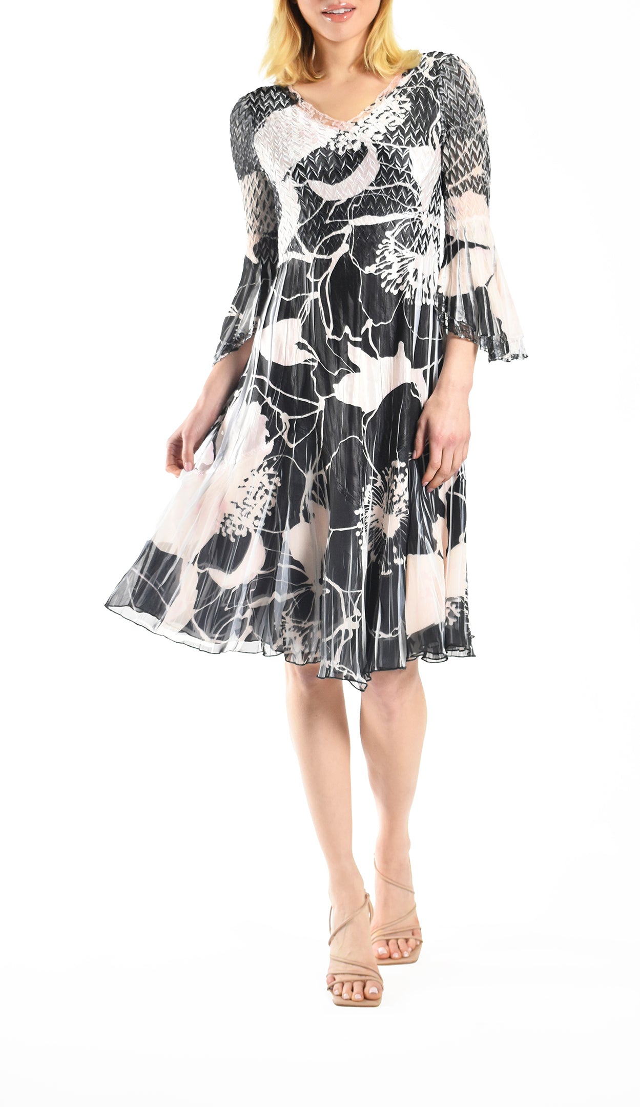 bell short sleeve dress Adrianna Papell Bell Sleeve Short Dress - Navy Multi