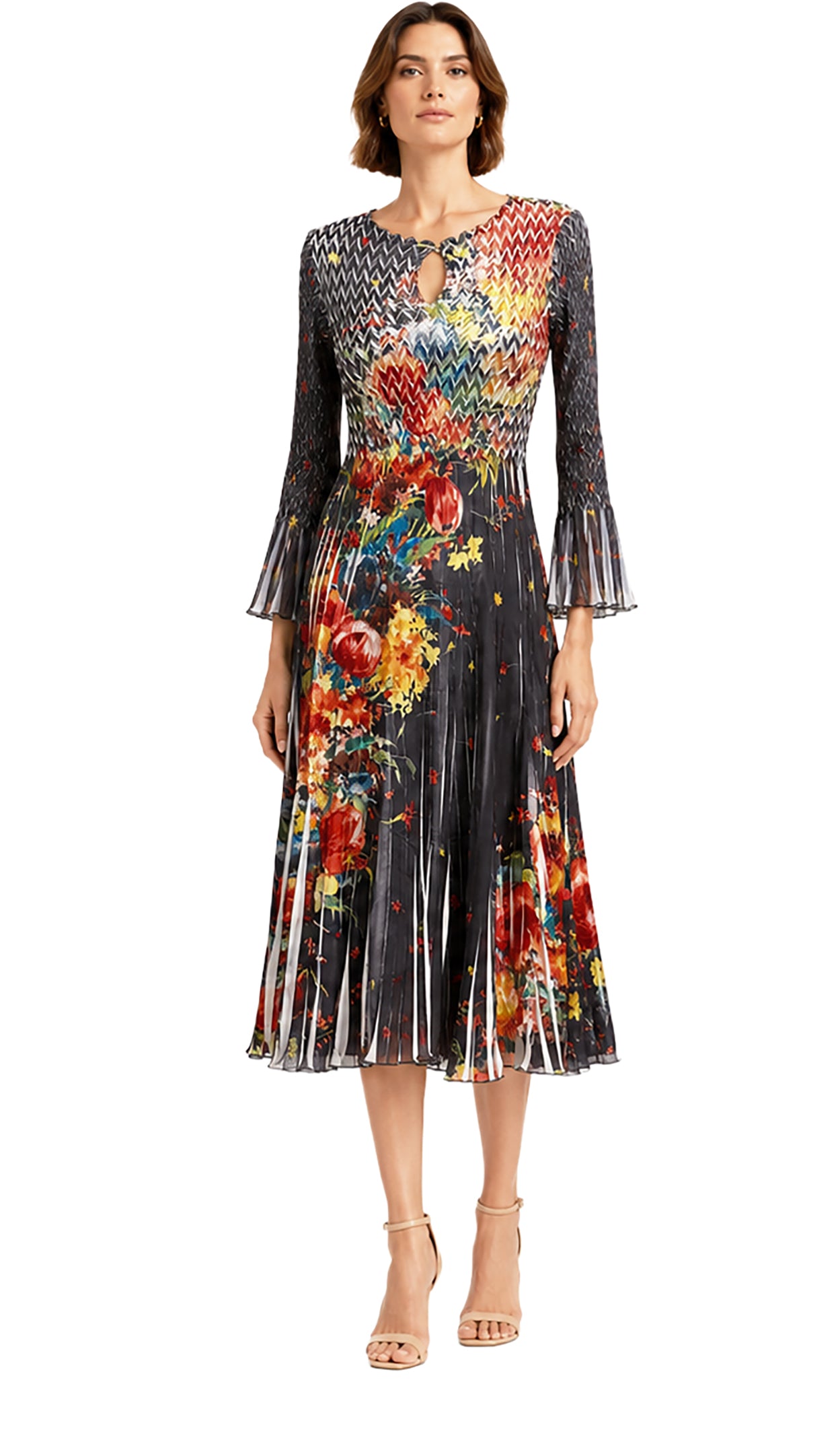 Key Hole Neck Knee Length Dress