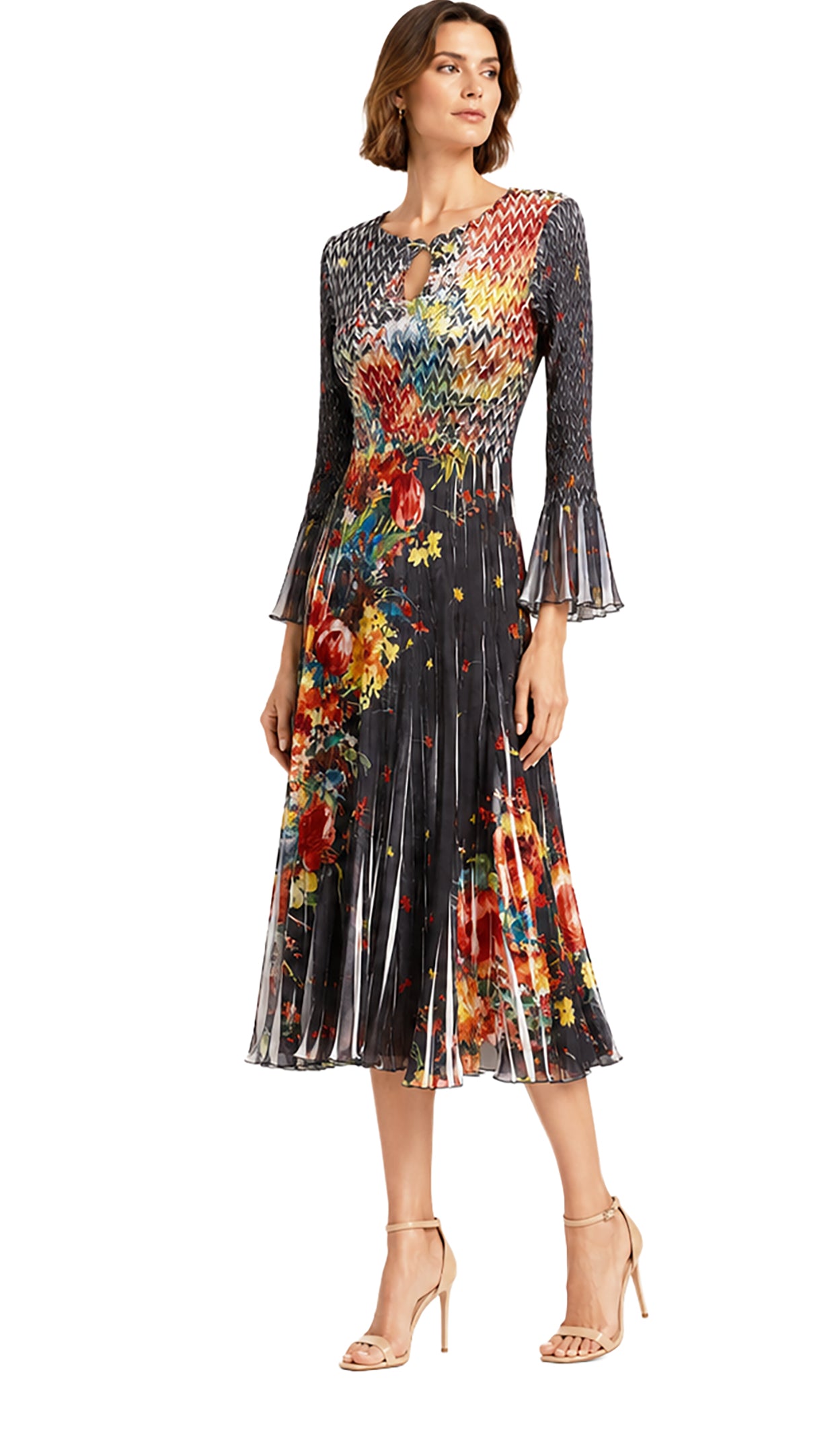 Key Hole Neck Knee Length Dress