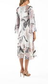 Chiffon Wide Sleeve Dress w/ Tiered Diagonal Layer