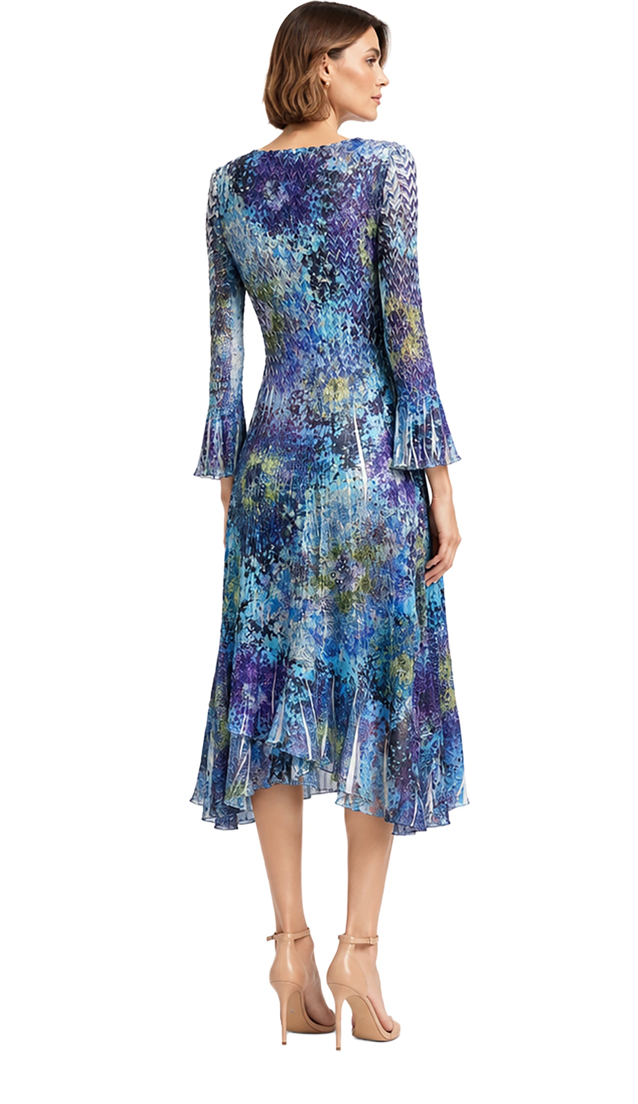 Keyhole Neck Bell Sleeve Dress