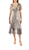 Flutter Sleeve Charmeuse Dress