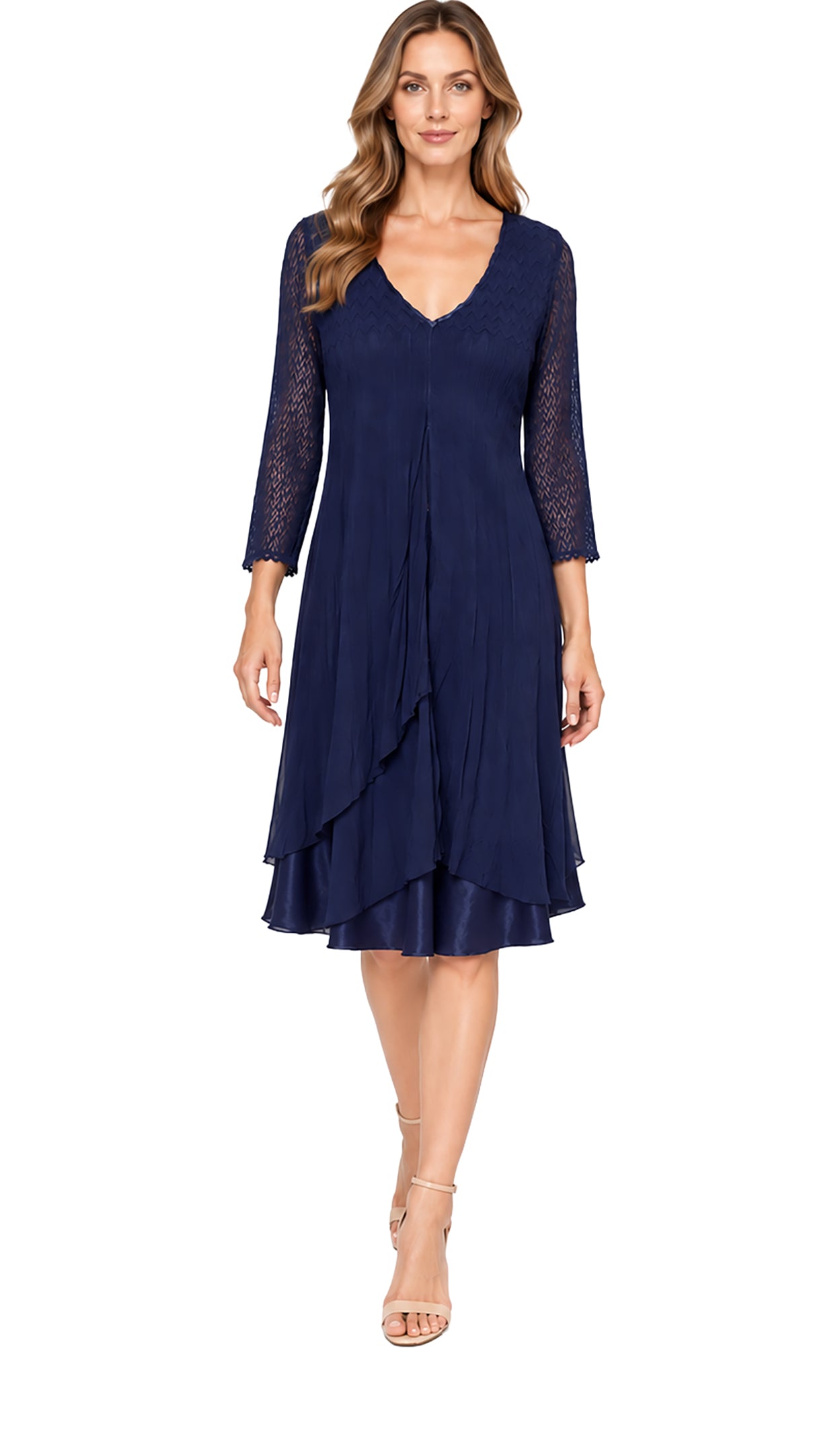 3/4 Sleeve Chiffon Fly Away Dress