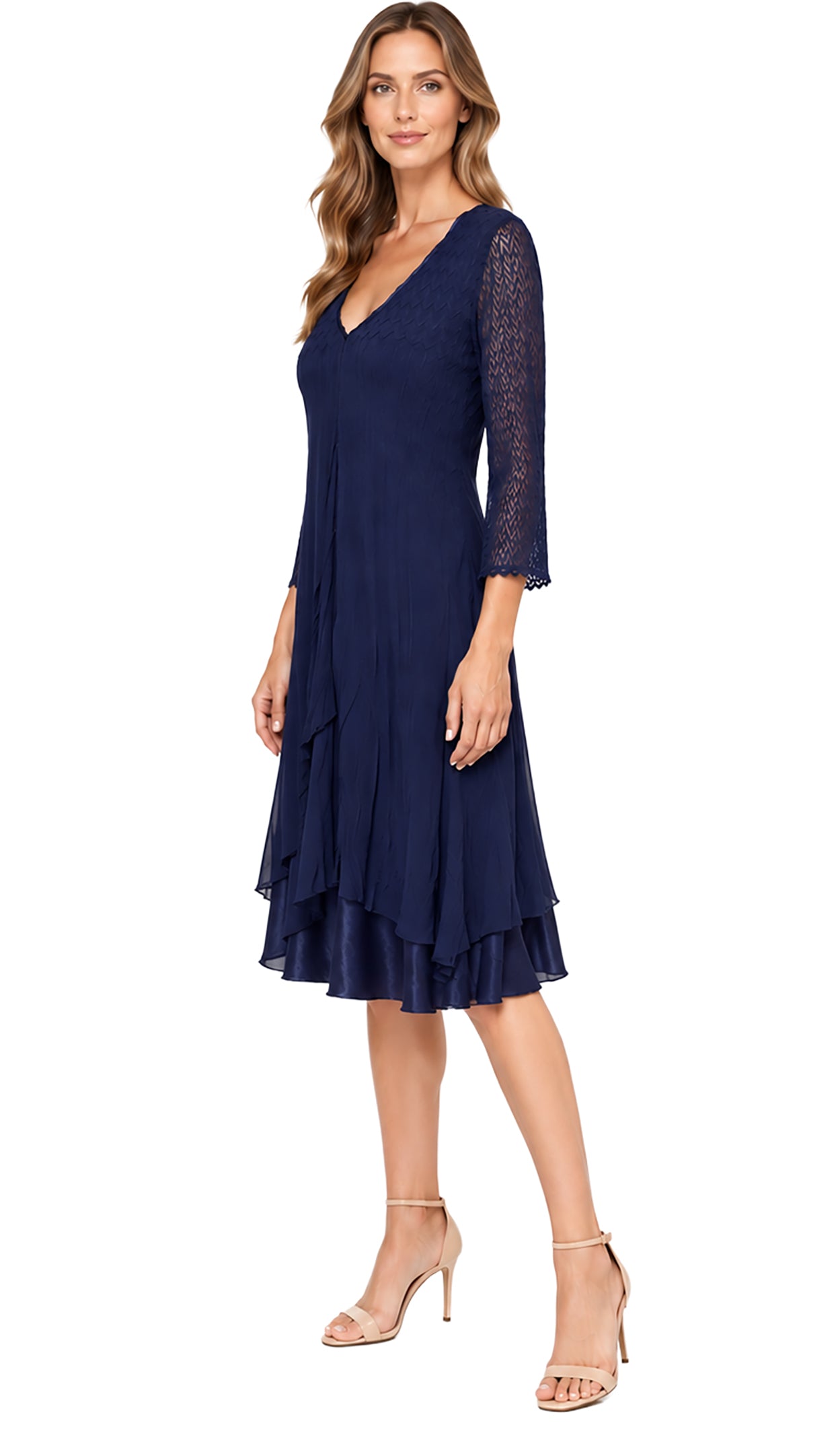3/4 Sleeve Chiffon Fly Away Dress