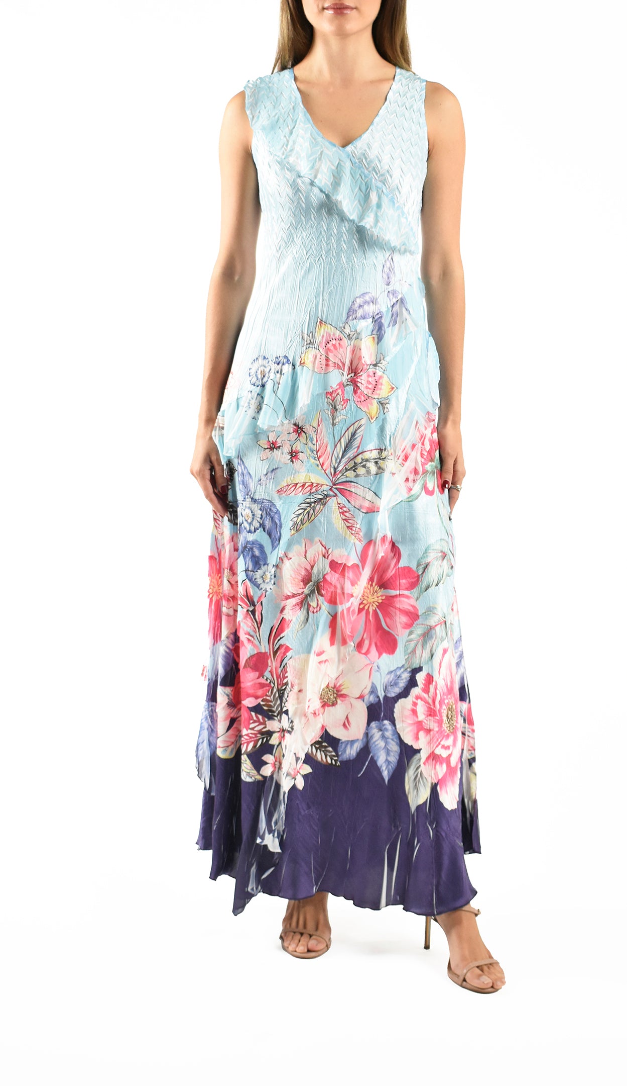 Sleeveless V-Neck Ruffle Dress