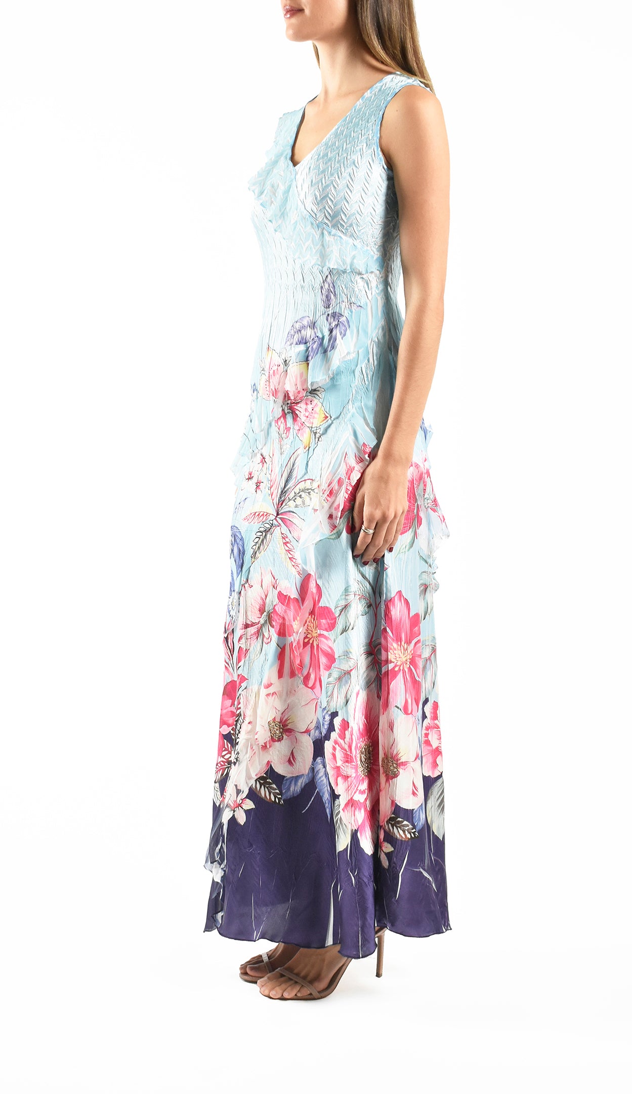 Sleeveless V-Neck Ruffle Dress