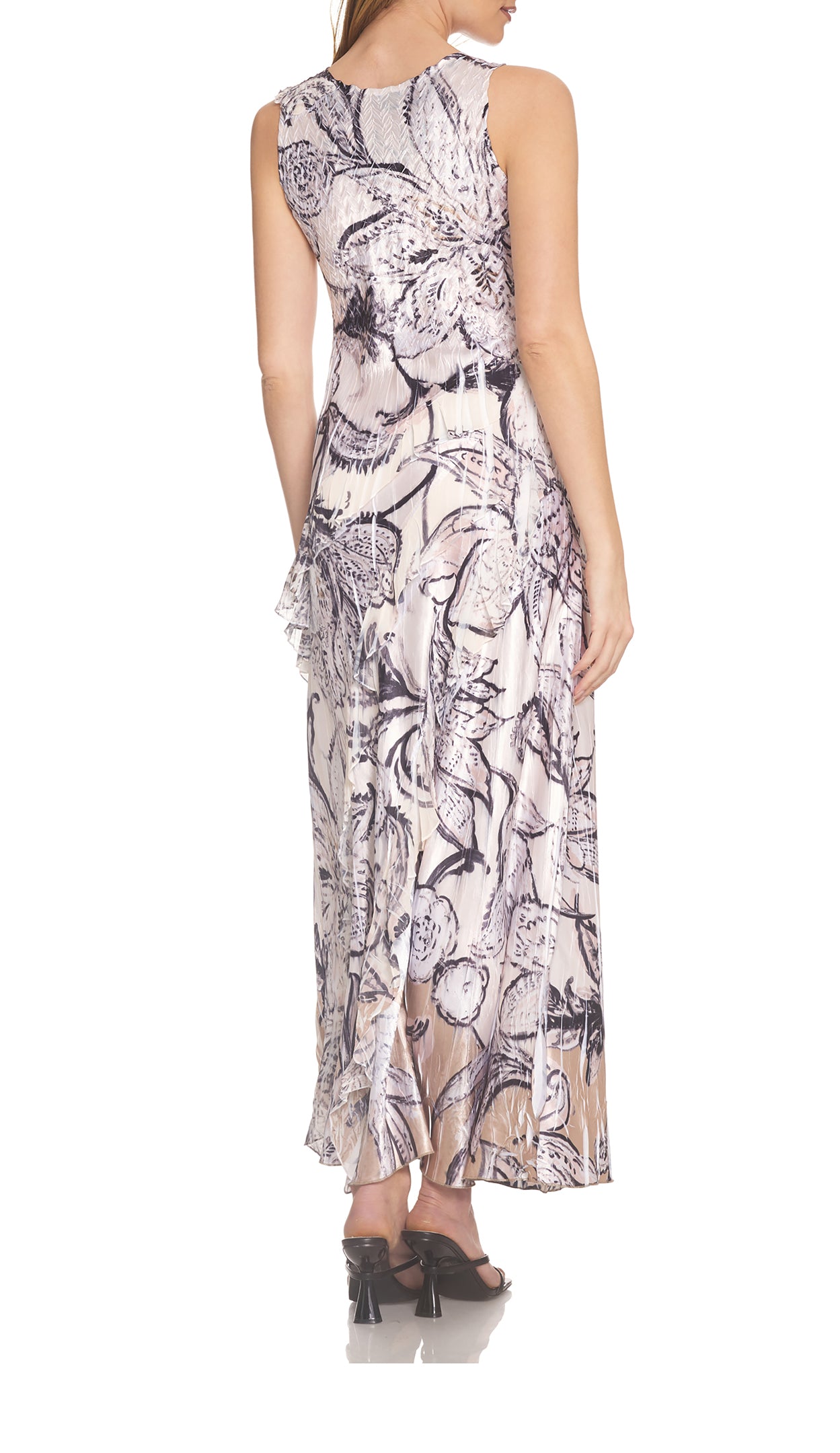 S/L V NECK RUFFLE DRESS