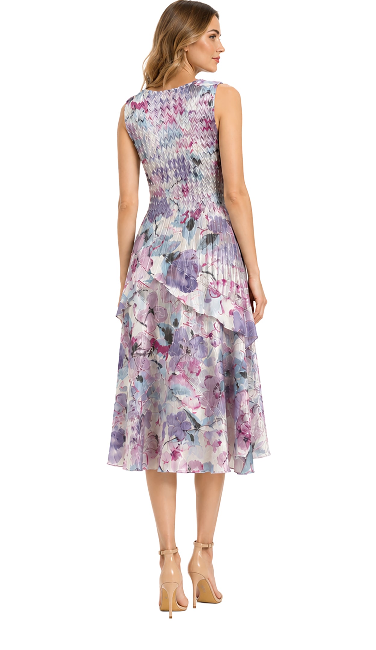 Charmuese Short Sleeveless Dress w/ Ruffle Detail