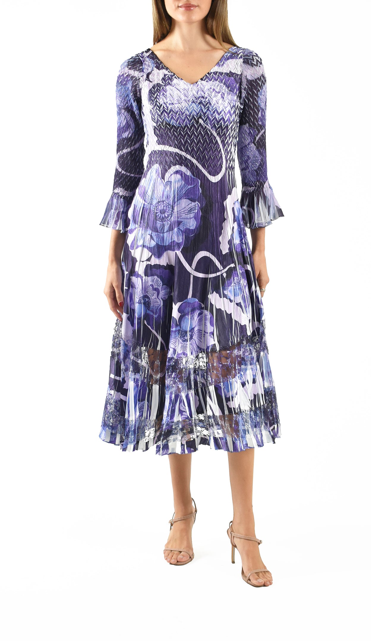 Flare Sleeve V-Neck Dress