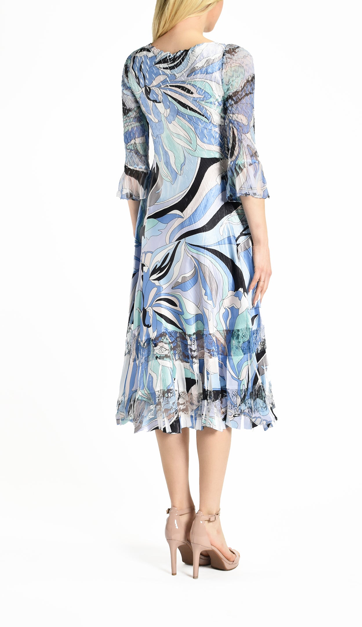 Flare Sleeve V- Neck Dress