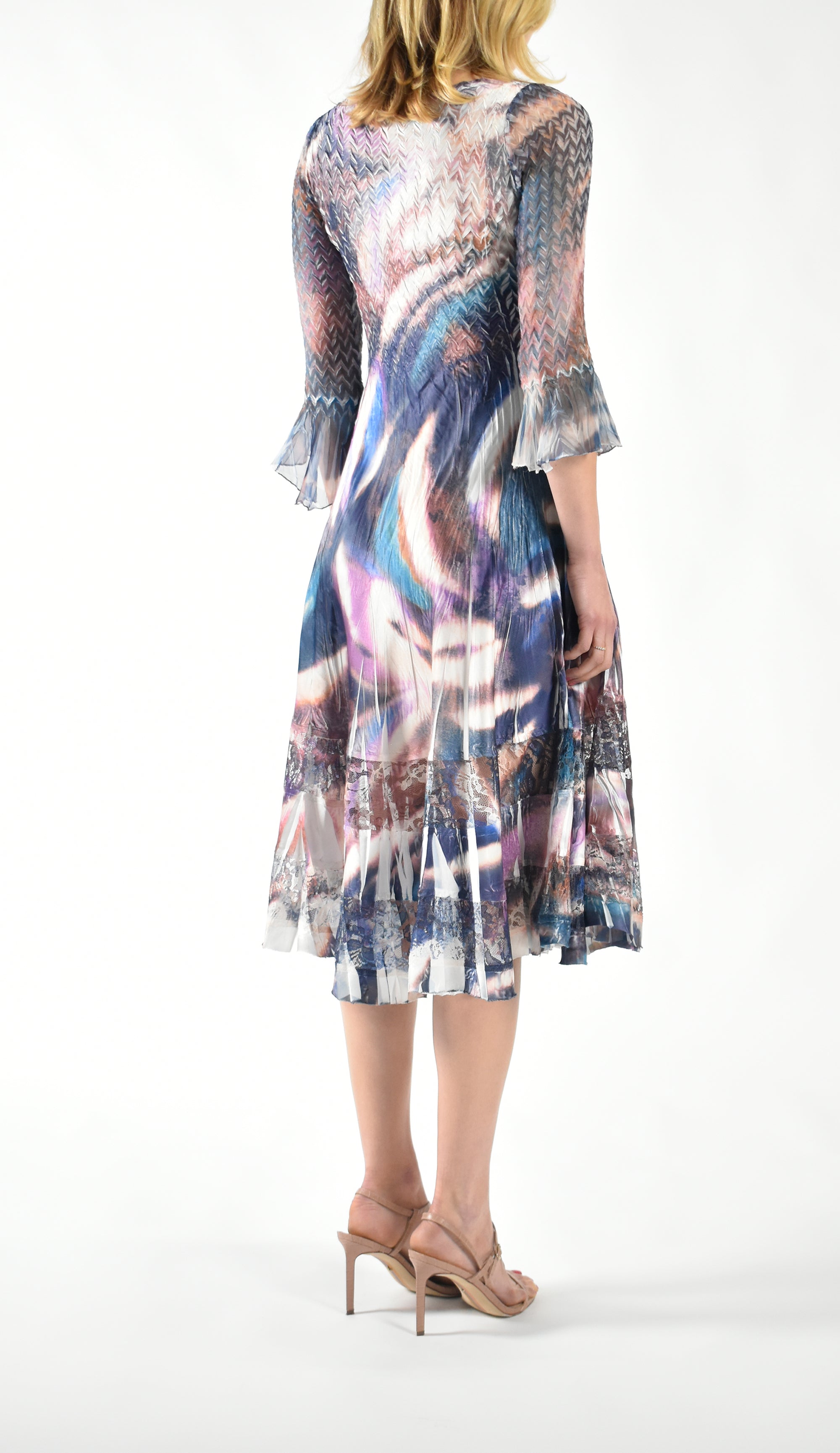 LONG FLARE SLV VNECK DRS