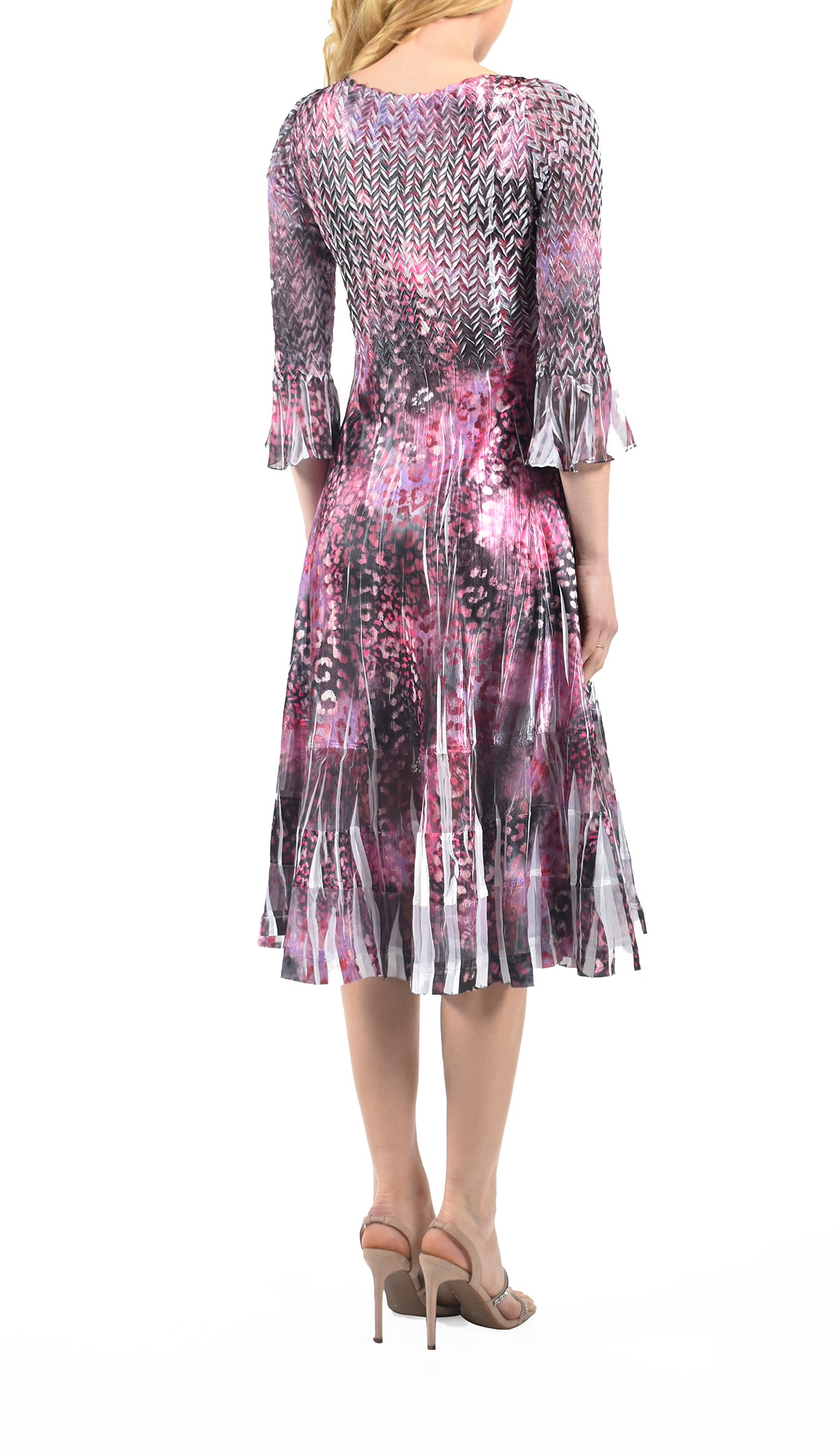 Flare Sleeve V- Neck Dress