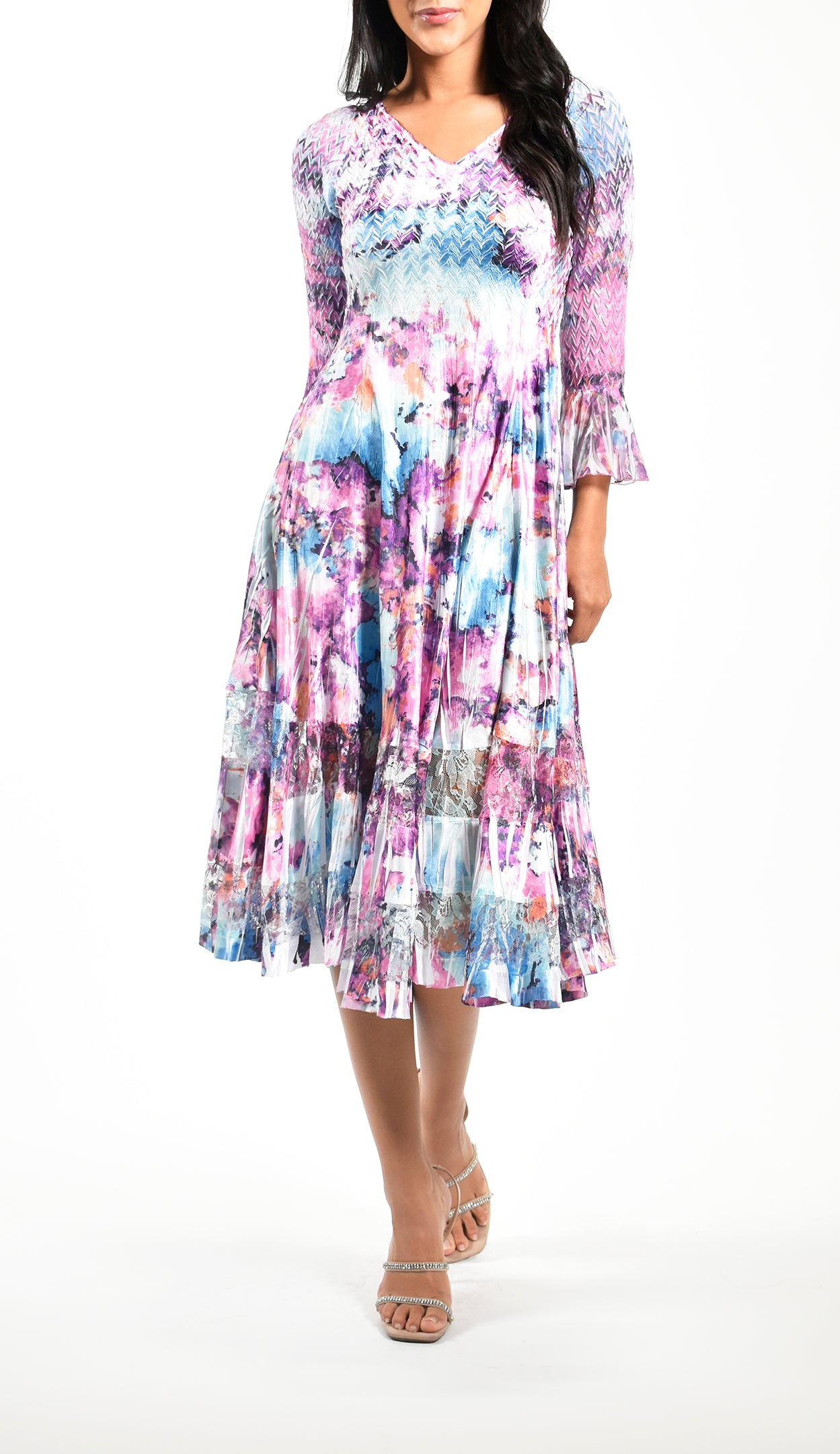 Flare Sleeve V-Neck Dress