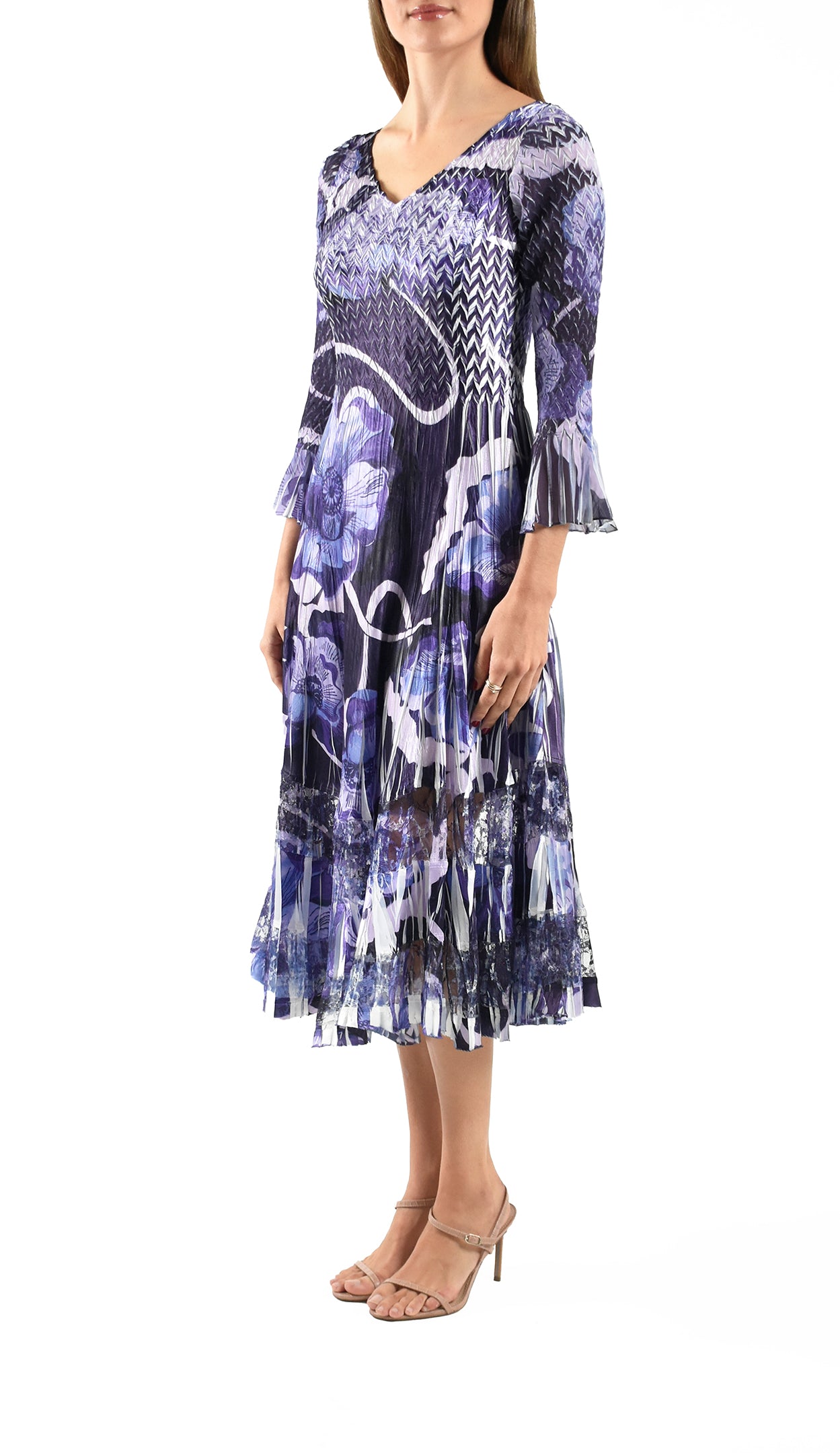 Flare Sleeve V-Neck Dress