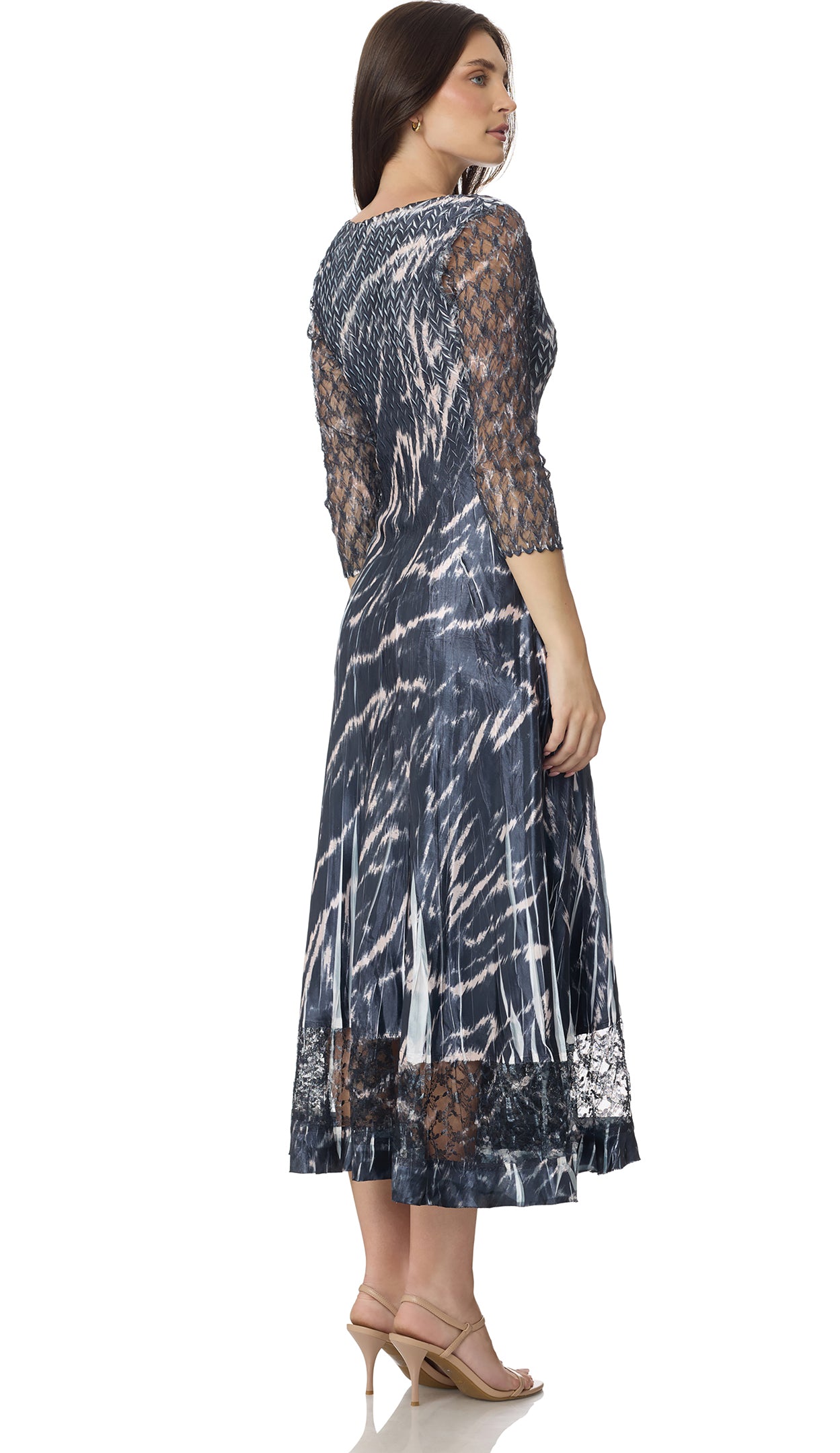 Lace Sleeve Charmeuse Dress
