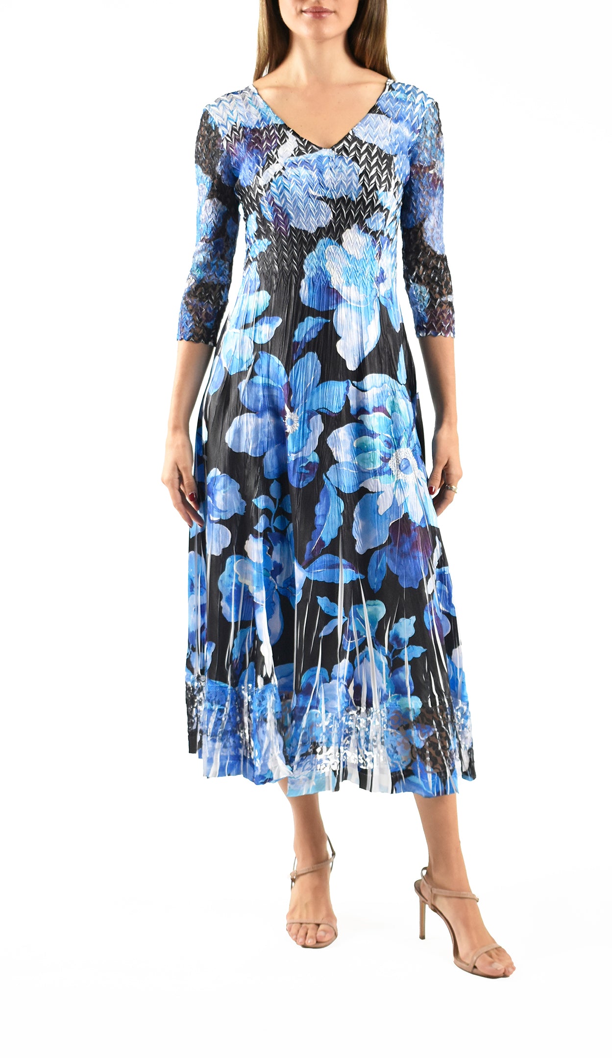 Lace Sleeve Charmeuse Dress