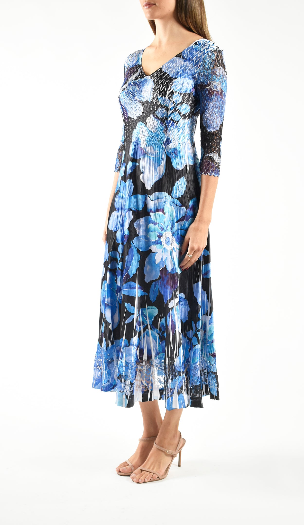 Lace Sleeve Charmeuse Dress