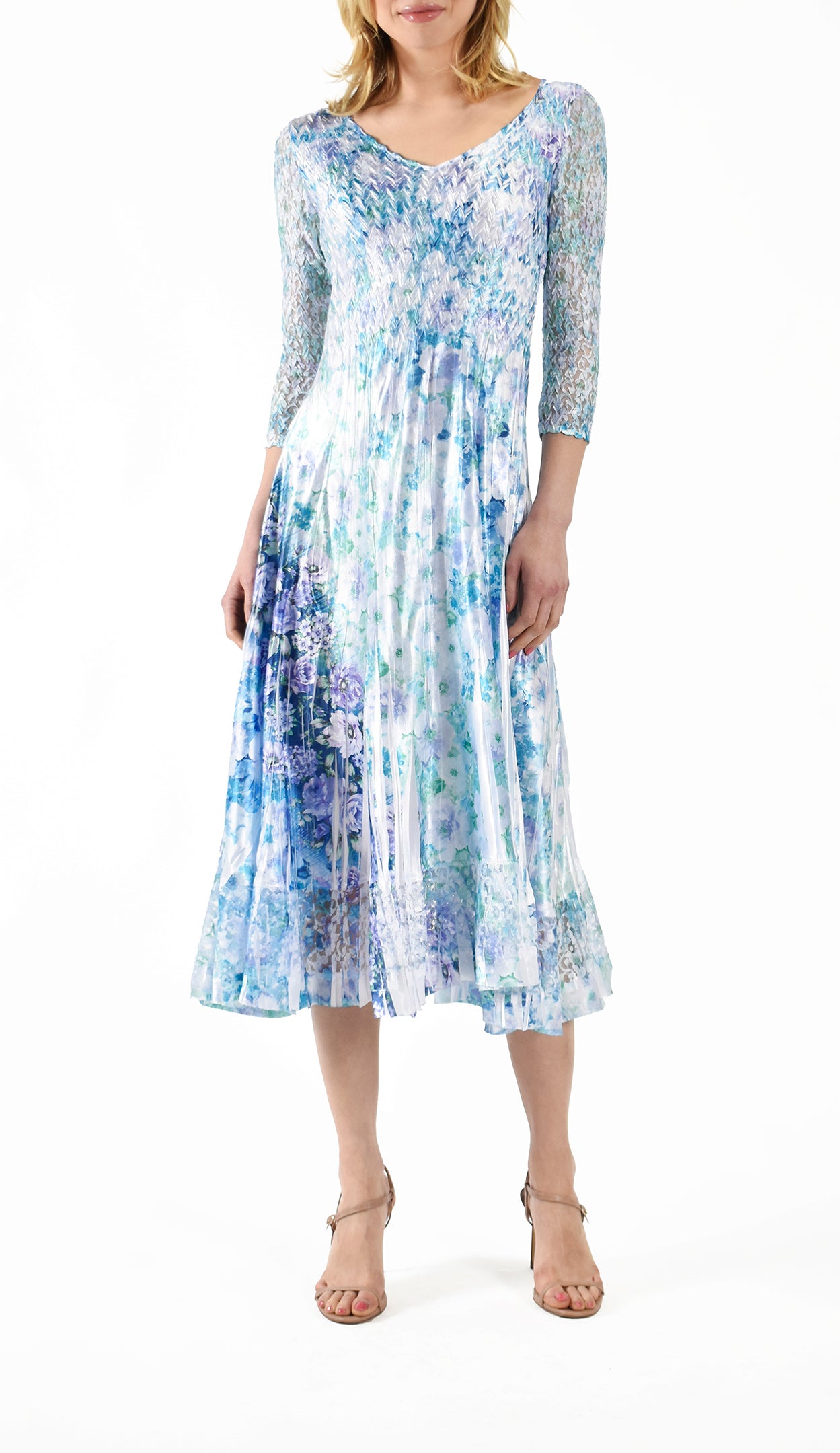 Lace Sleeve Charmuese Dress - Komarov Clothing Official Site