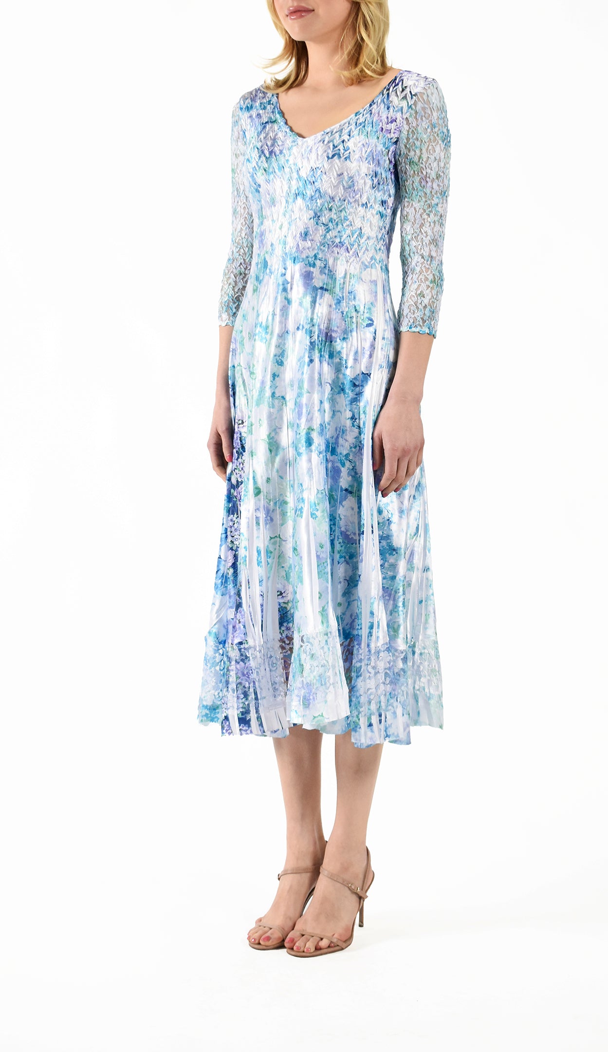 Lace Sleeve Charmuese Dress