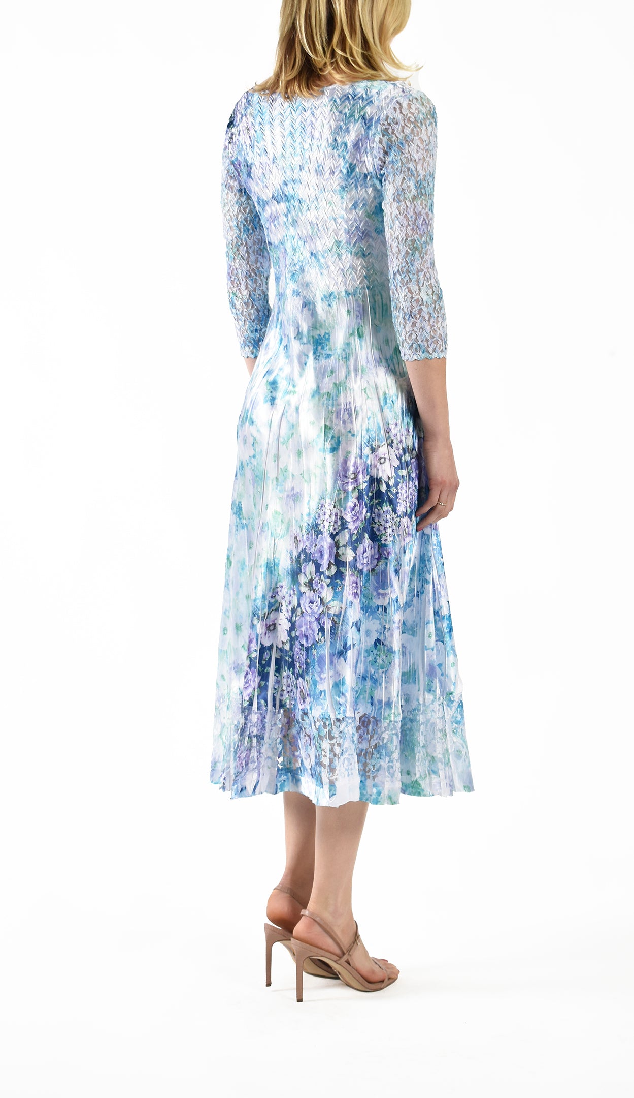 Lace Sleeve Charmuese Dress